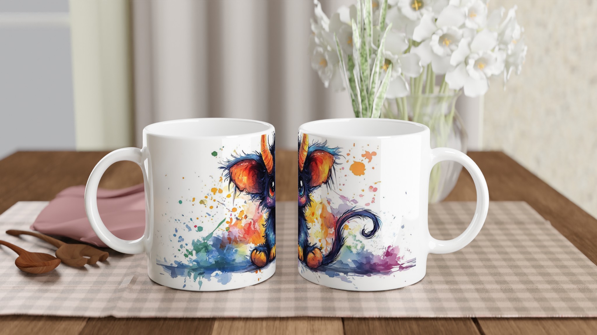 Söt Liten Djävul Keramikmugg – Färgglad Akvarell Stil 11oz Kaffemugg 10 0ff7ed8b-7987-4aa0-a87b-8a1c0e8f8e29