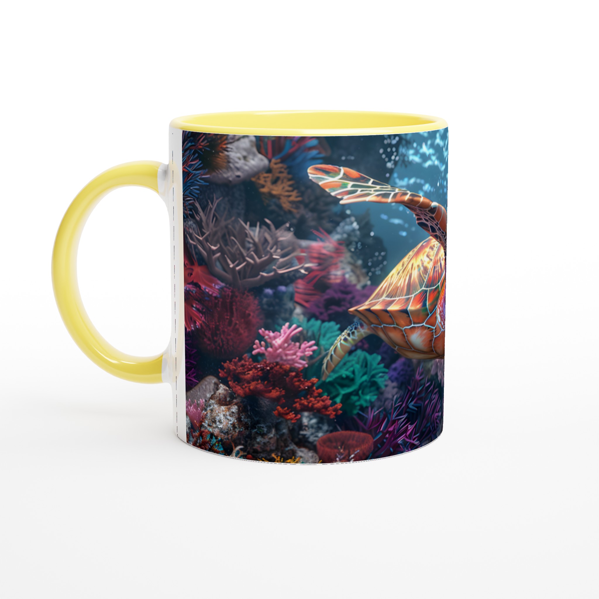 Oceanisk Prakt Keramikmugg – Färgglad Havssköldpadda med Koraller i Valfri Kulör 11oz 3 101ae65f-6201-433b-96fc-7acf6aec1693