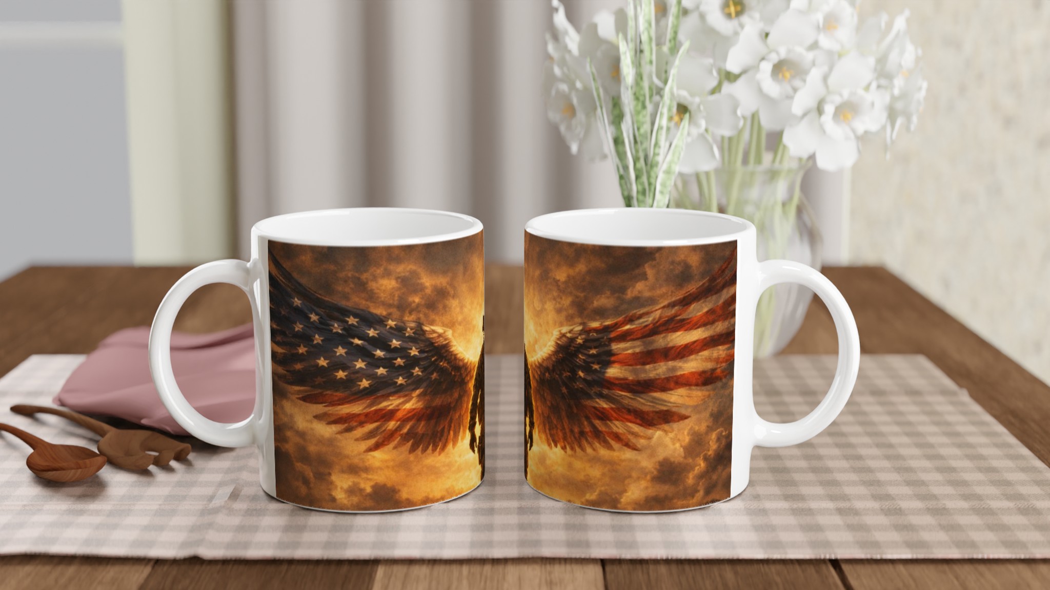 Vit 11oz keramisk mugg med patriotiskt ängelmotiv – välj din favoritfärg för kraftfull stilstilståndning 10 10447116-d0ab-4d0b-8d67-02a86d7c15d4