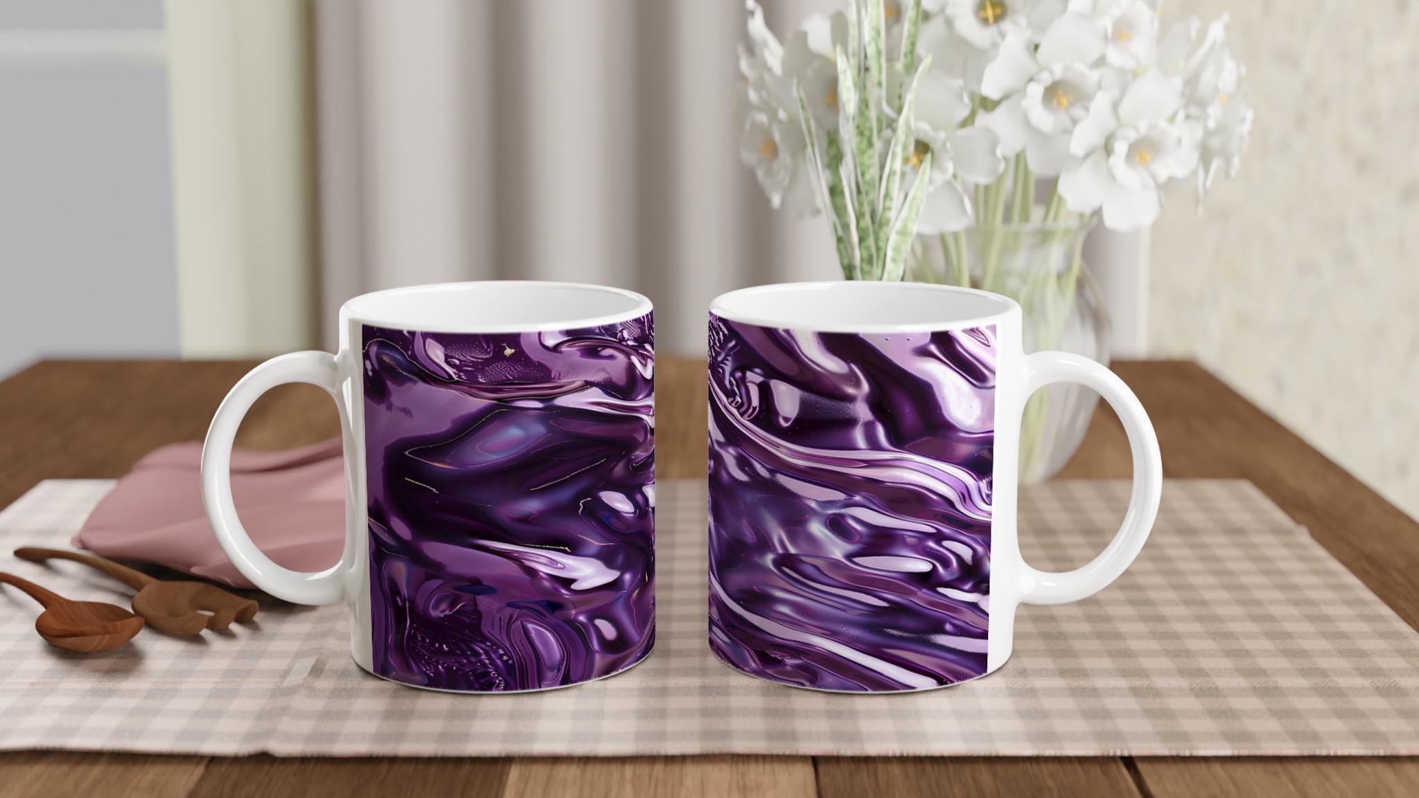 Abstrakt Lila Våg Mugg – 11oz Keramisk Mugg i Valfri Färg för En Modern Touch 10 109d3464-c72e-4106-89c8-21dbabe0dc47