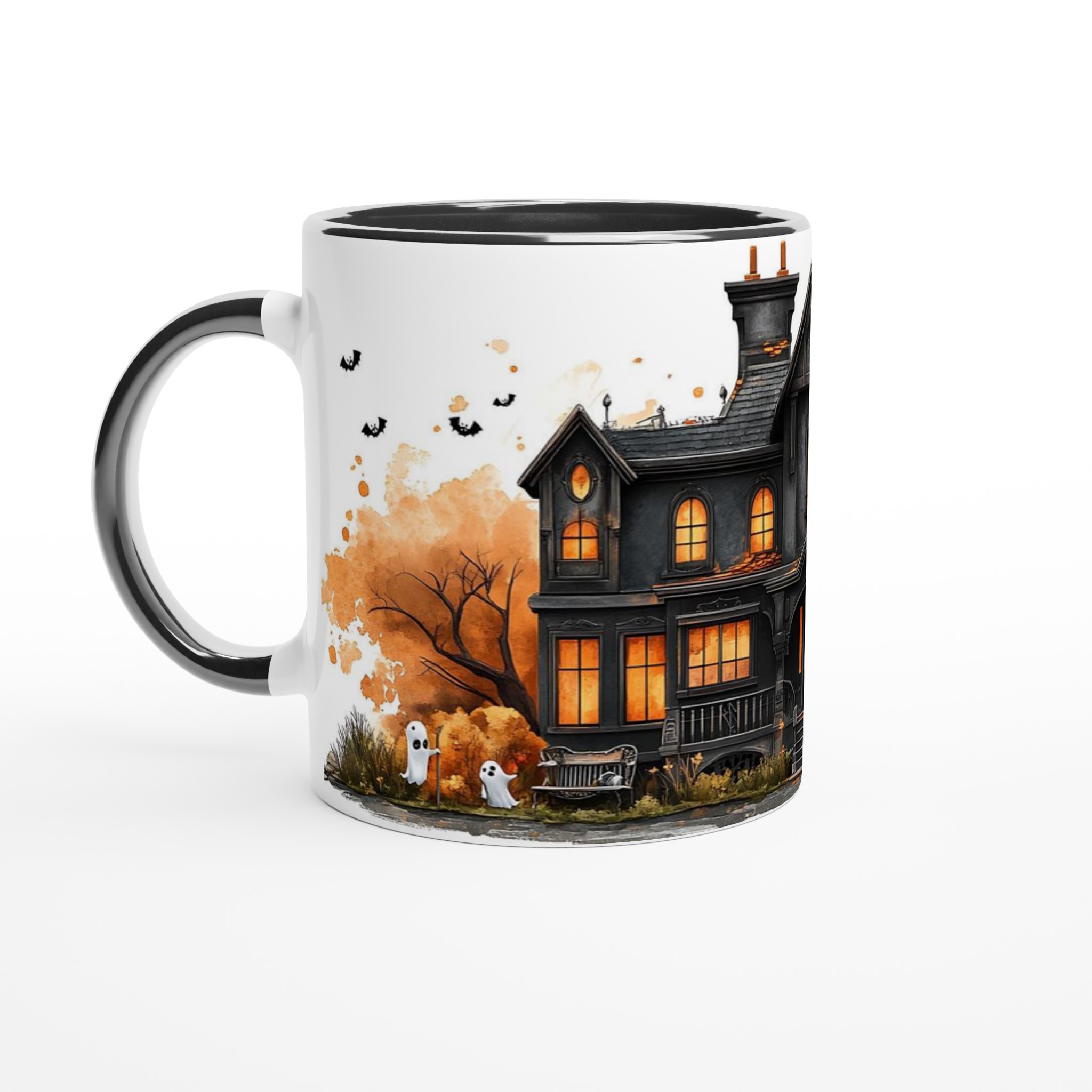 Mystisk Spökhus Mugg - Halloween Kaffemugg med Akvarellkänsla i Valfri Färg 4 10aa24a5-39ac-48a6-99df-46ef6b5c0ff7