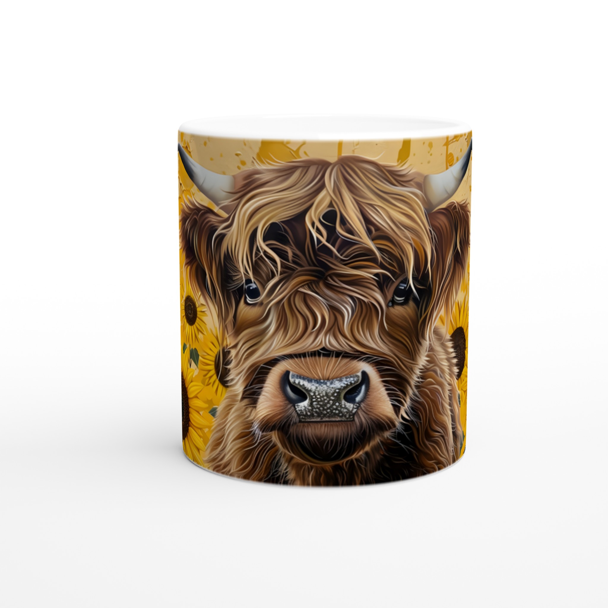 Våriga Highland Ko & Solrosor 11oz Keramikmugg – Rustik Charm i Sju Färgval 8 10df6760-8b09-46e8-9792-861ad6b40dd5