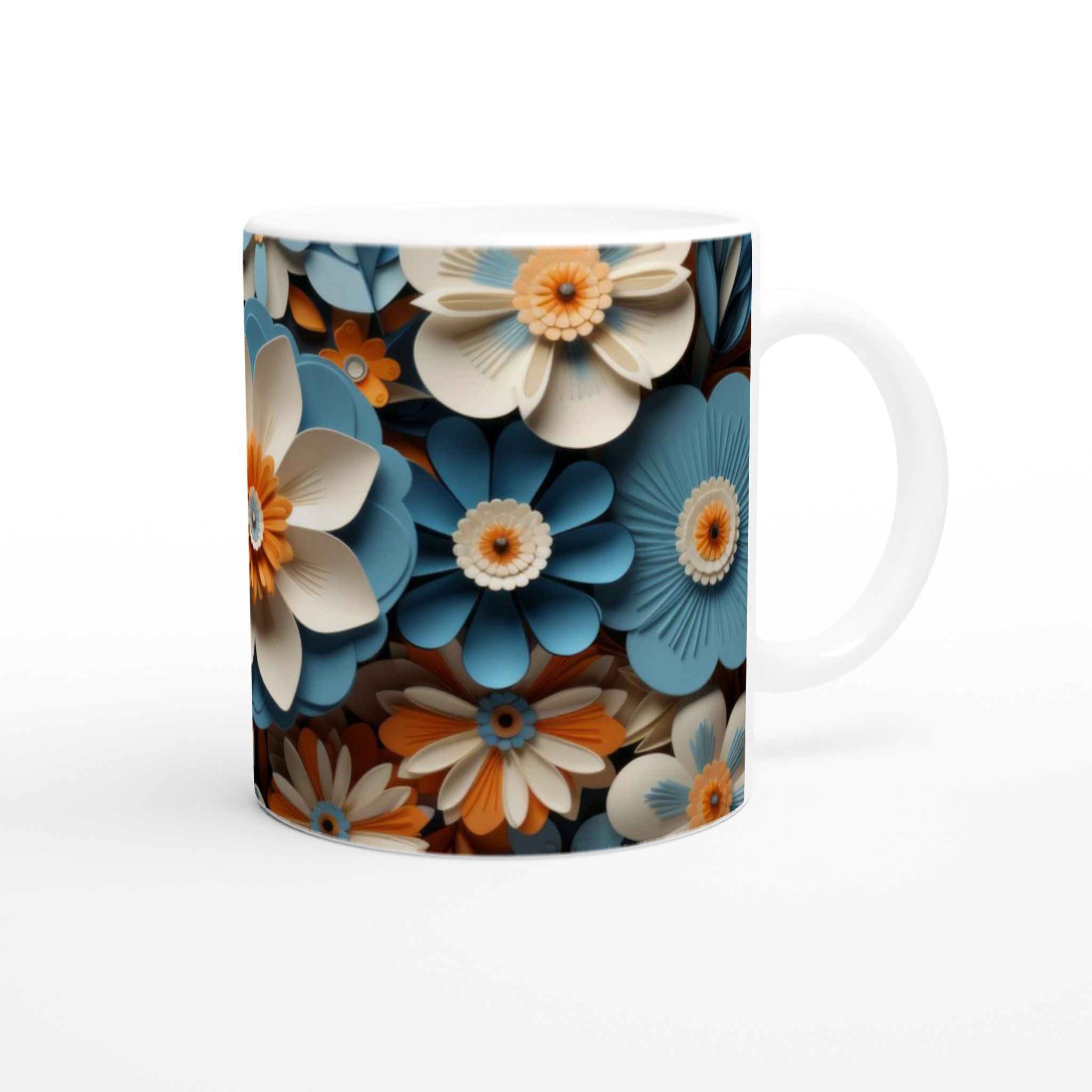 Vit 11oz keramisk mugg med levande blommönster – välj din färg och gör varje kaffestund unik 9 111c338c-aa39-4675-9708-b10206a011f8