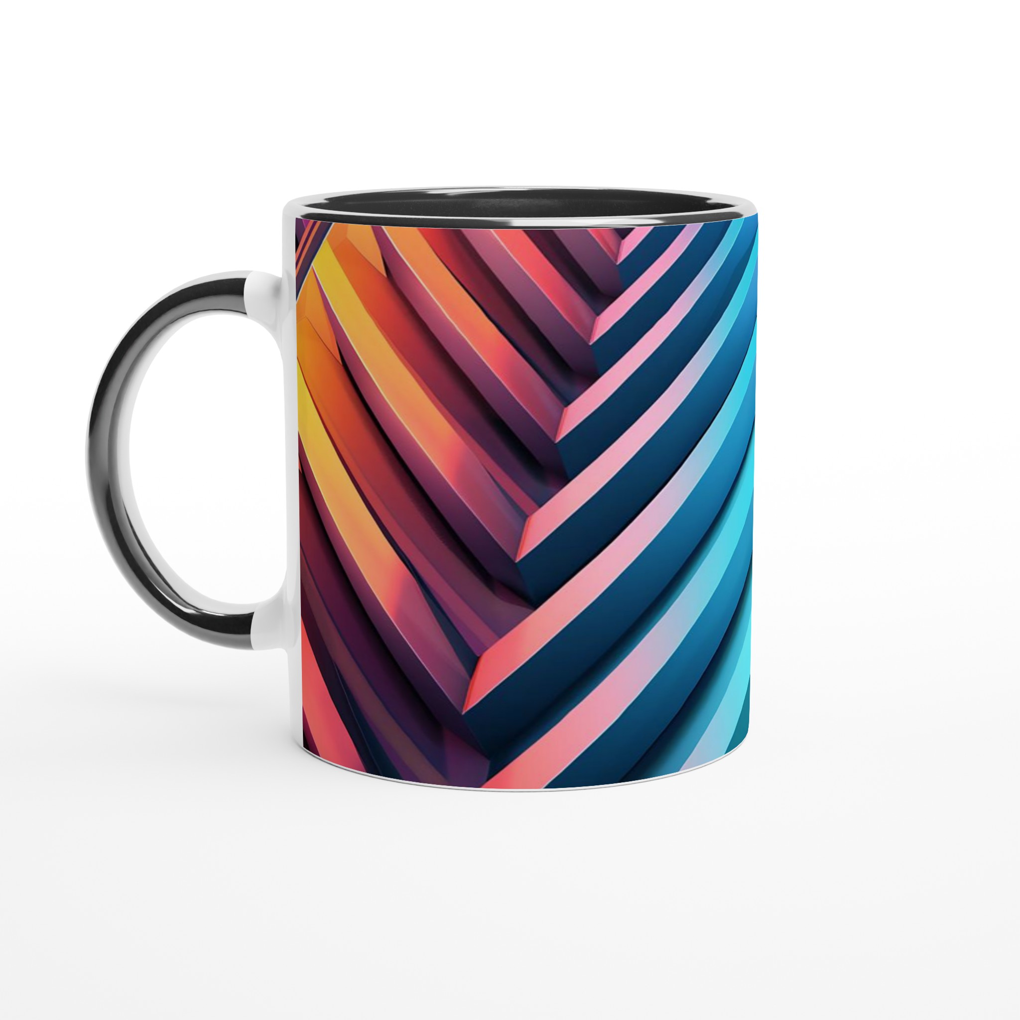 Abstrakt Chevron Mugg – 11oz Keramisk Kaffekopp i Levande Neonfärger, Perfekt för Den Moderna Vardagen 4 111faf12-4d82-4146-b4ed-78944d66adc3