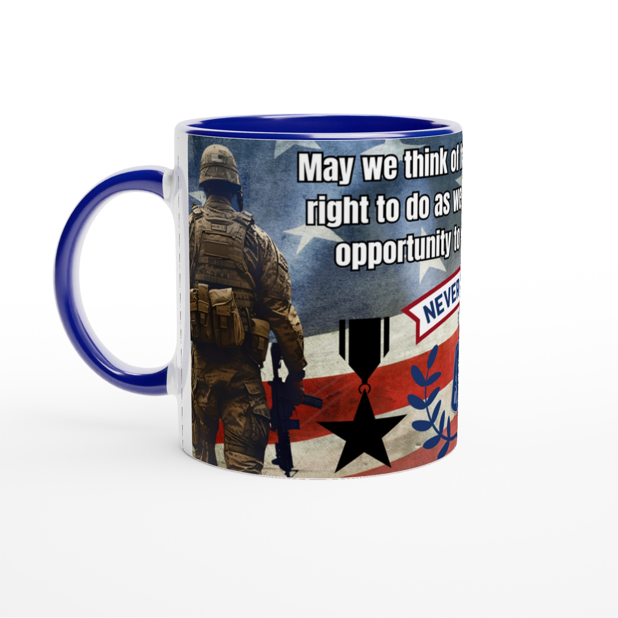Vit 11oz keramisk mugg med patriotic Never Forget-motiv – välj bland sju kraftfulla färger 2 115b1412-b2e2-438c-af77-cc0105d10bd5