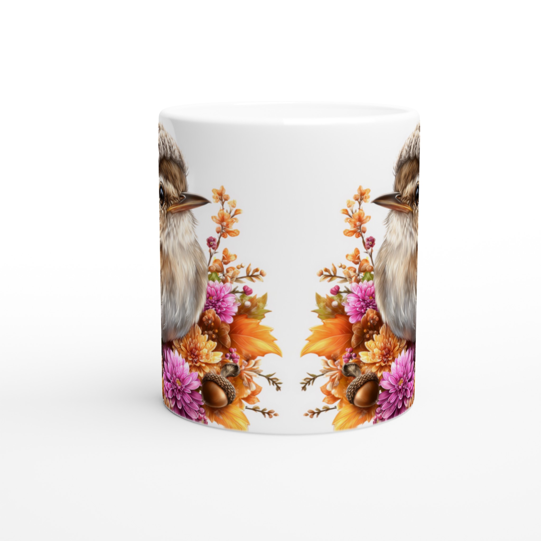 Vit 11oz keramisk mugg med höstinspirerat fågelmotiv i väljbar keramikfärg 8 1168b5f0-4089-4058-ae7b-b0198de268c4