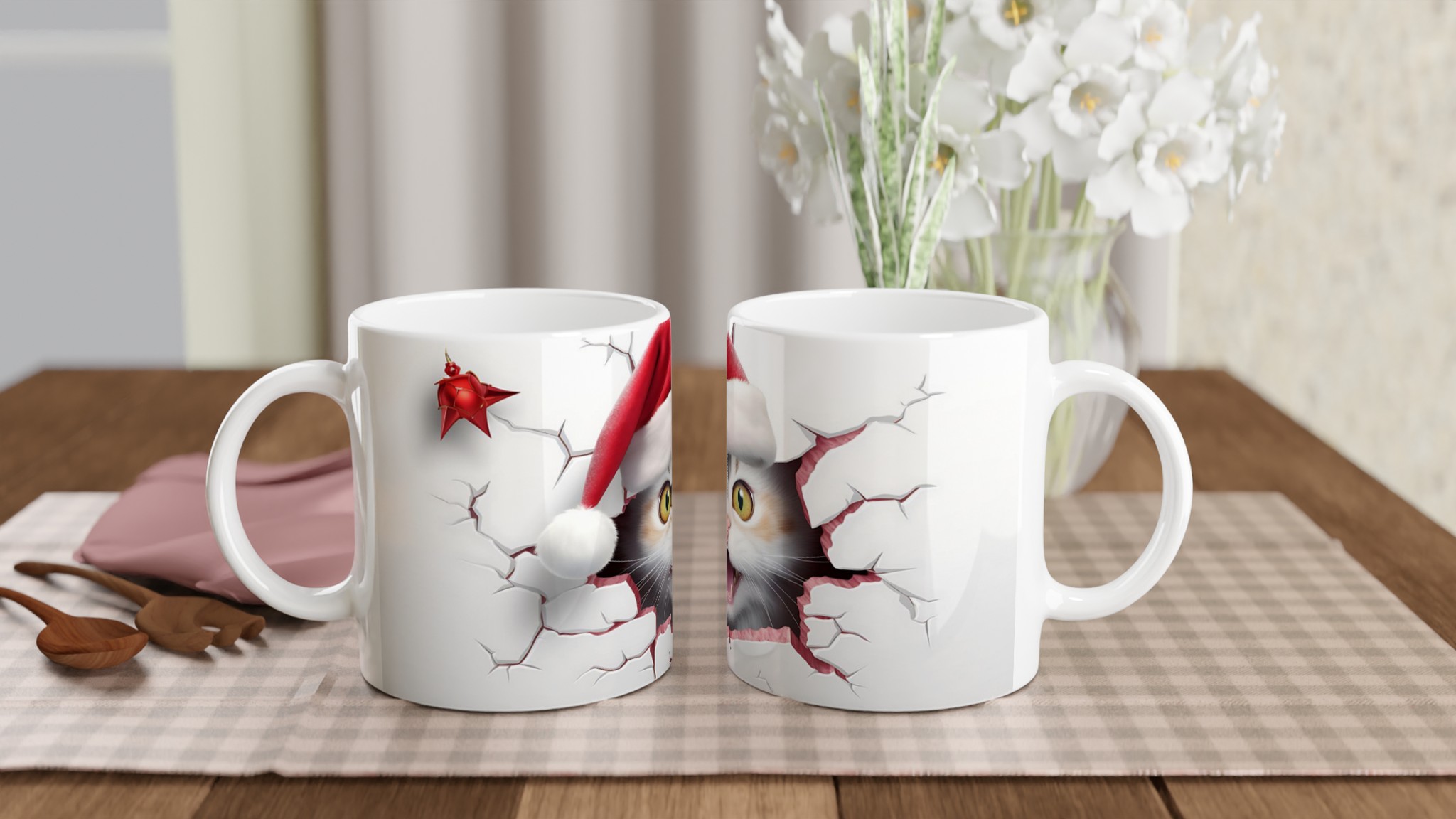 Busig Julkatt Mugg - Vit 11oz Keramisk Mugg för Festliga Drycker 10 119efb74-5328-488c-88be-9fff6786d682
