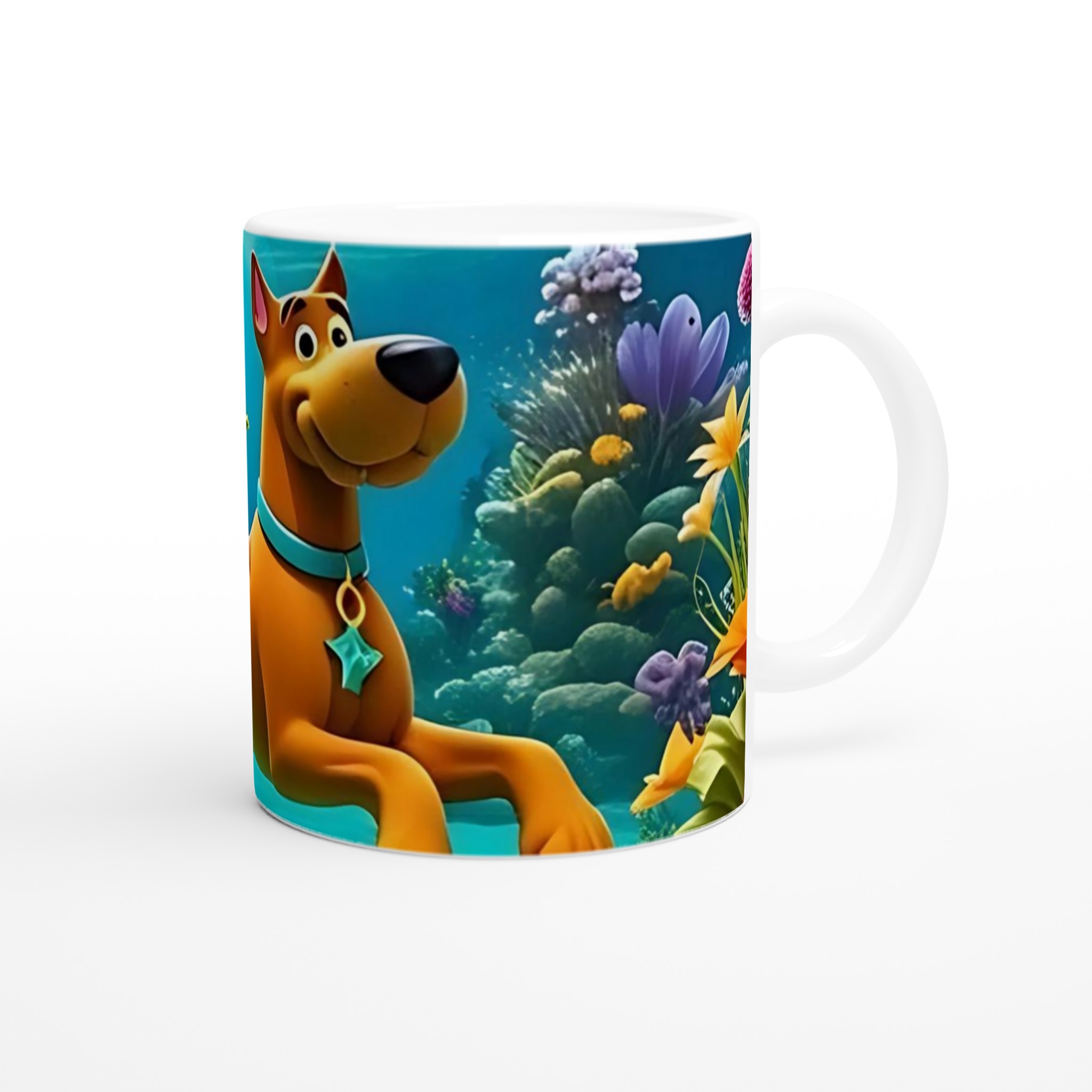 Vit 11oz keramisk mugg med färgsprakande undervattensäventyr och lekfull hunddesign 9 11dd52b5-c362-4135-9936-a246d5e65cba