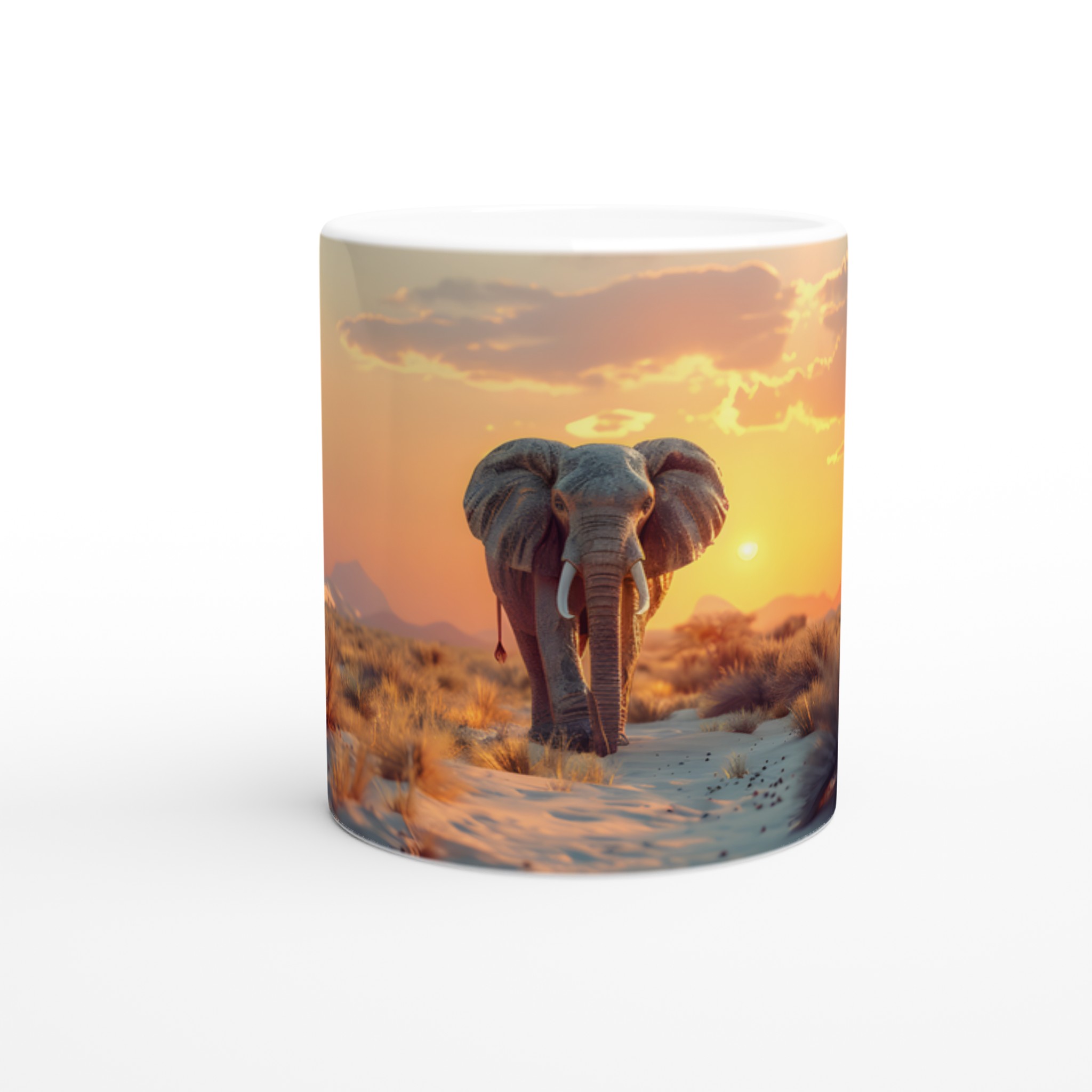 Majestätisk Elefant Safari Solnedgång – 11oz Keramisk Mugg i Valfri Färg 8 11dd6738-3ad4-40bd-bc93-e77481b813bc