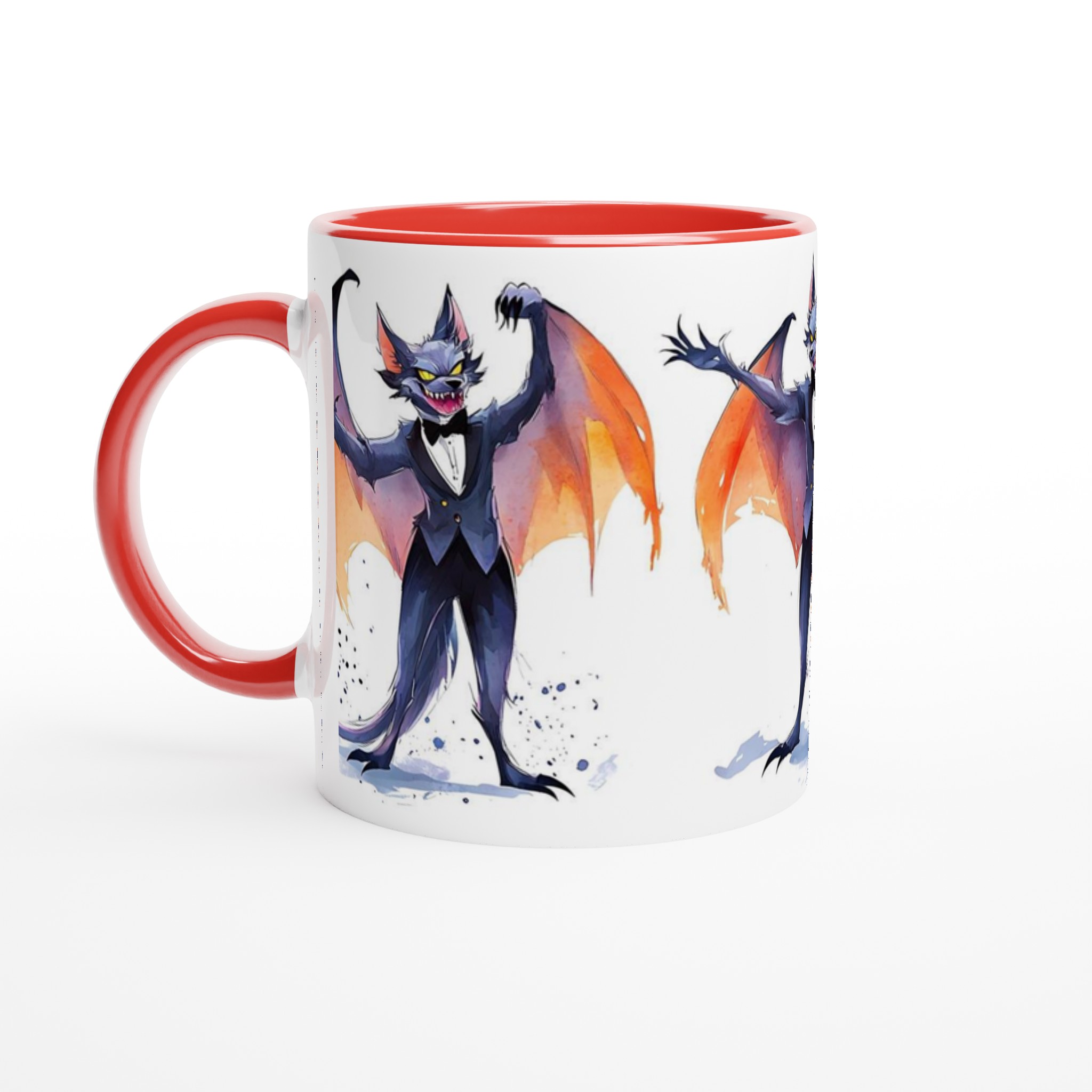 Mystisk Fladdermus Akvarell Mugg - Unikt Tryck med Vibrerande Färger | 11oz Keramisk Kaffekopp 5 11f26fb6-5e75-4816-b1c1-5809b47ccc40