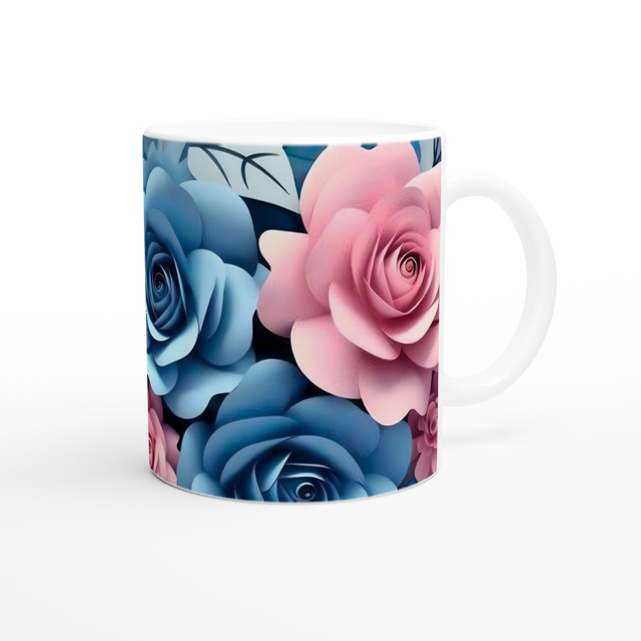 Elegant 11oz Keramisk Mugg med Blå och Rosa Rosor – Välj Din Favoritfärg 9 121017e1-08e3-4939-8f62-b13202a05c1c