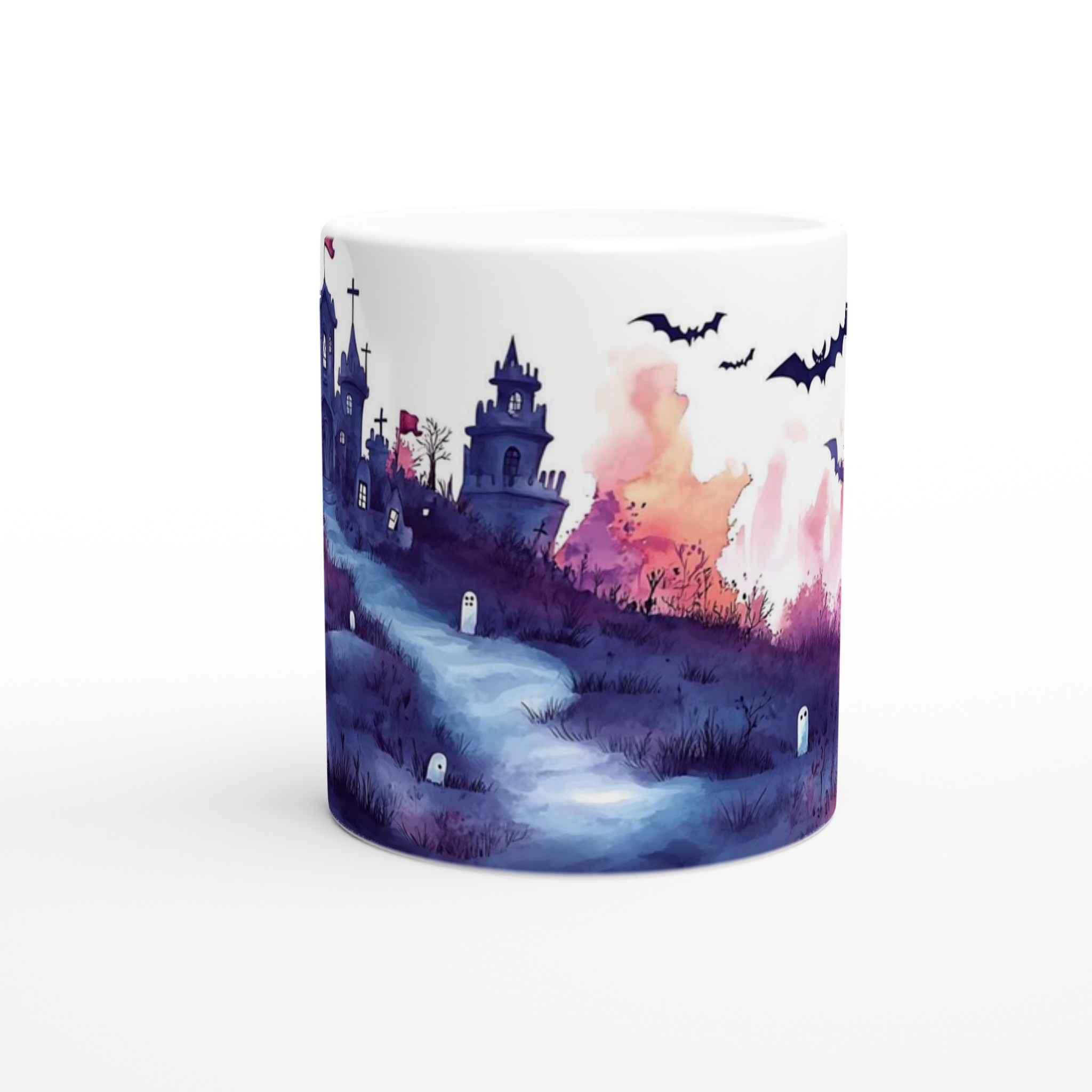 Mystisk Spökslott Mugg i Akvarell – 11oz Keramikmugg för Halloween & Mysiga Stunder, Välj din färg! 8 1227a7ee-ed76-4348-b7e6-24d89f04b2e9