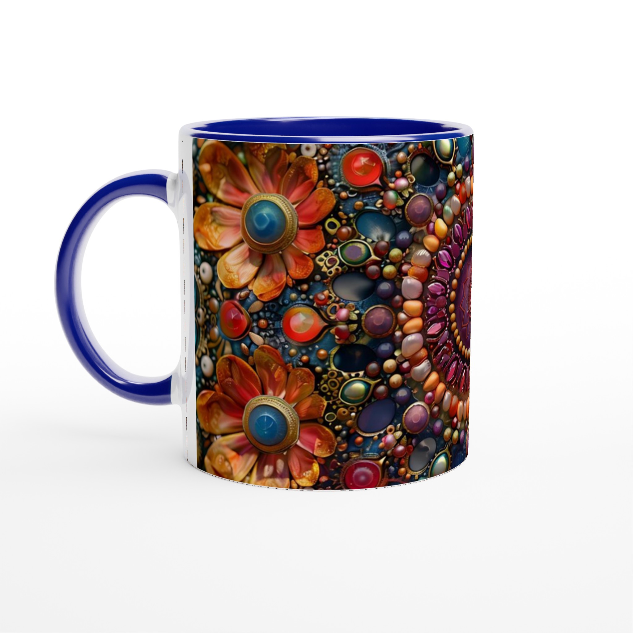 Bohemisk Blomstermandal Keramikmugg – Konstnärlig 11oz Kaffemugg med Färgglada Juveltoner 2 122d939c-fbdf-4044-8b65-2a01d573183b