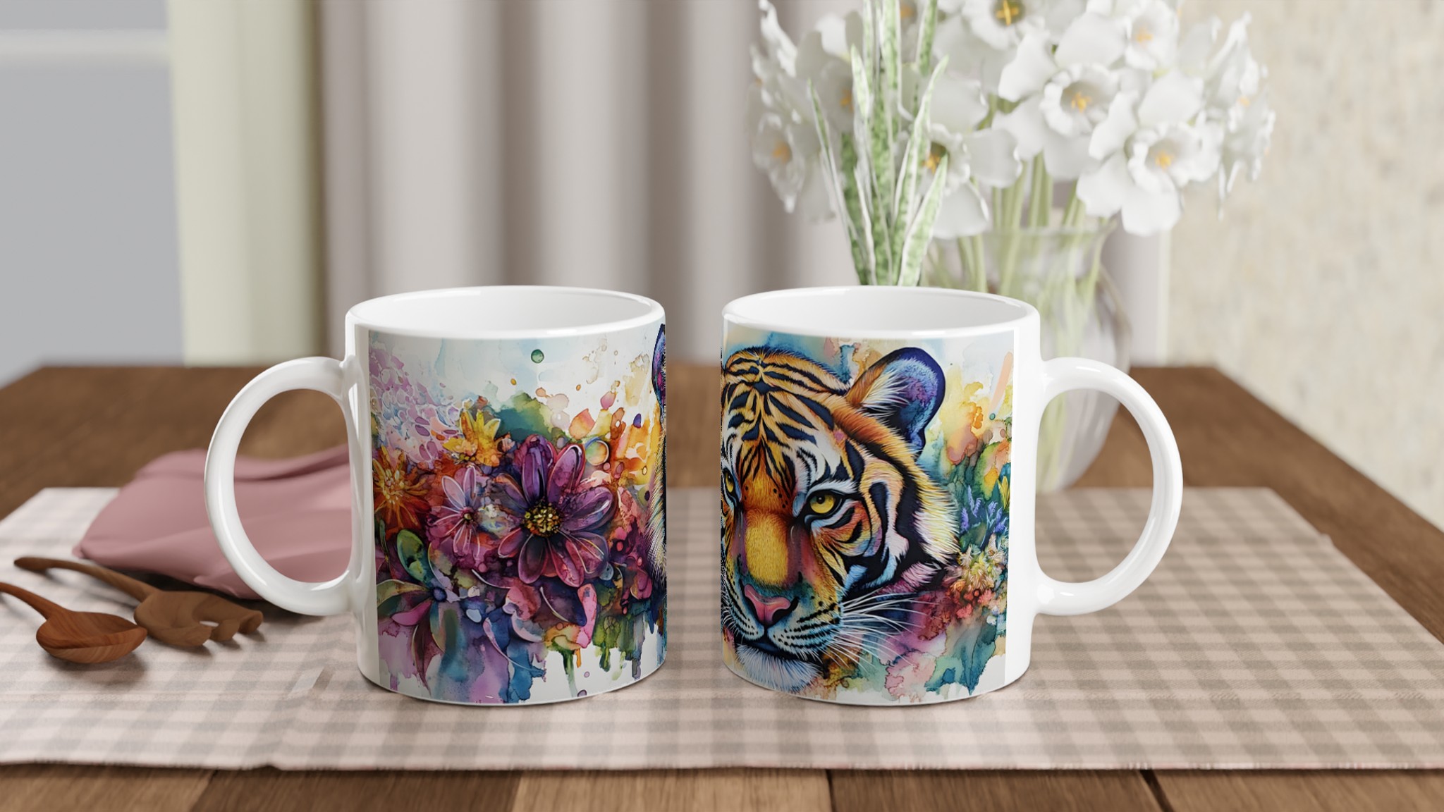 Vibrant Watercolor Tiger Ceramic Mug – Bold Artistry in Your Choice of Seven Ceramic Colors 10 1231d62f-7363-4f5c-b766-42dff1c704bc