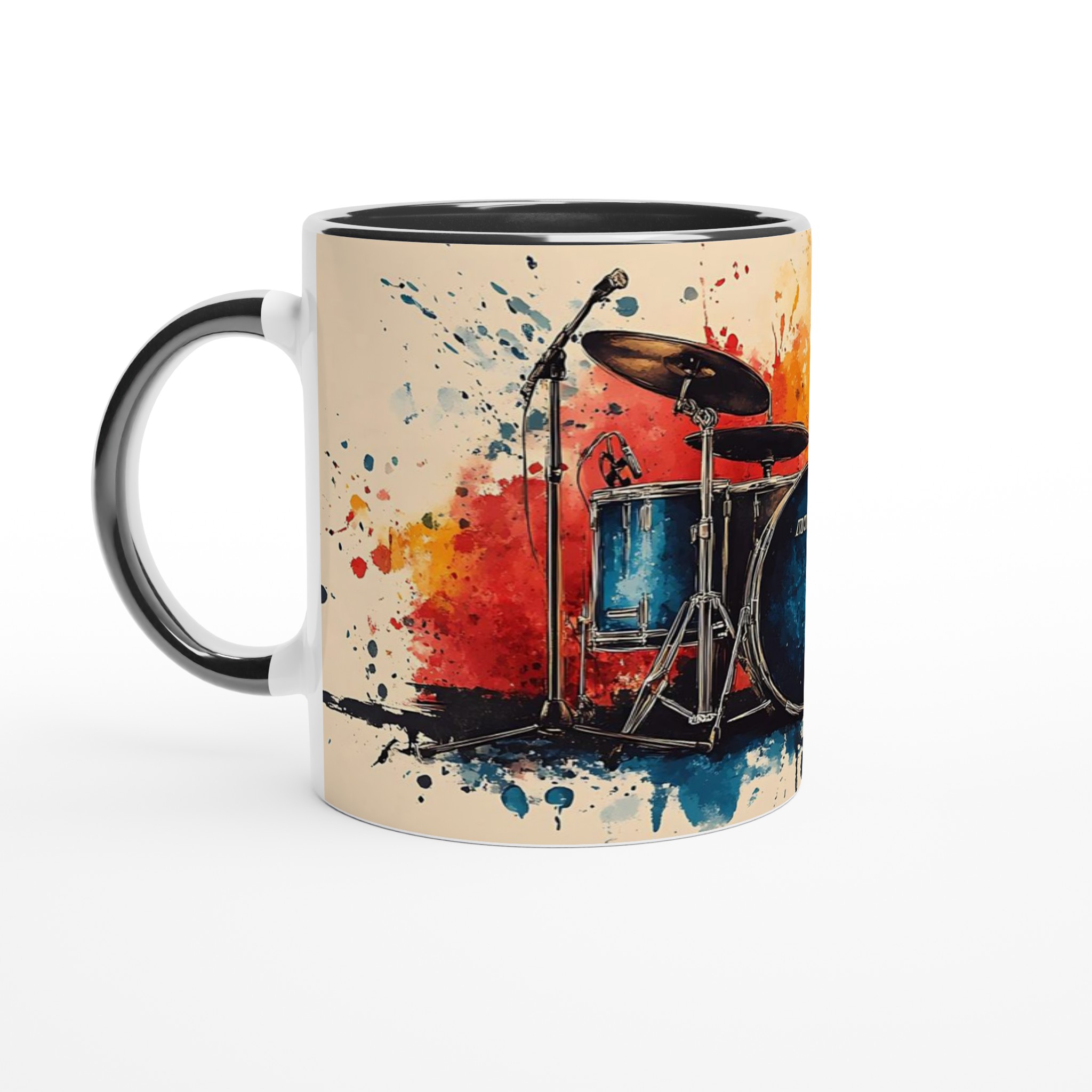 Abstrakt trumset keramikmugg – Musikaliskt färgsplash i 11oz – Välj bland 7 levande färger 4 1285c30e-35a9-4708-97b8-cb85b9cccdb3