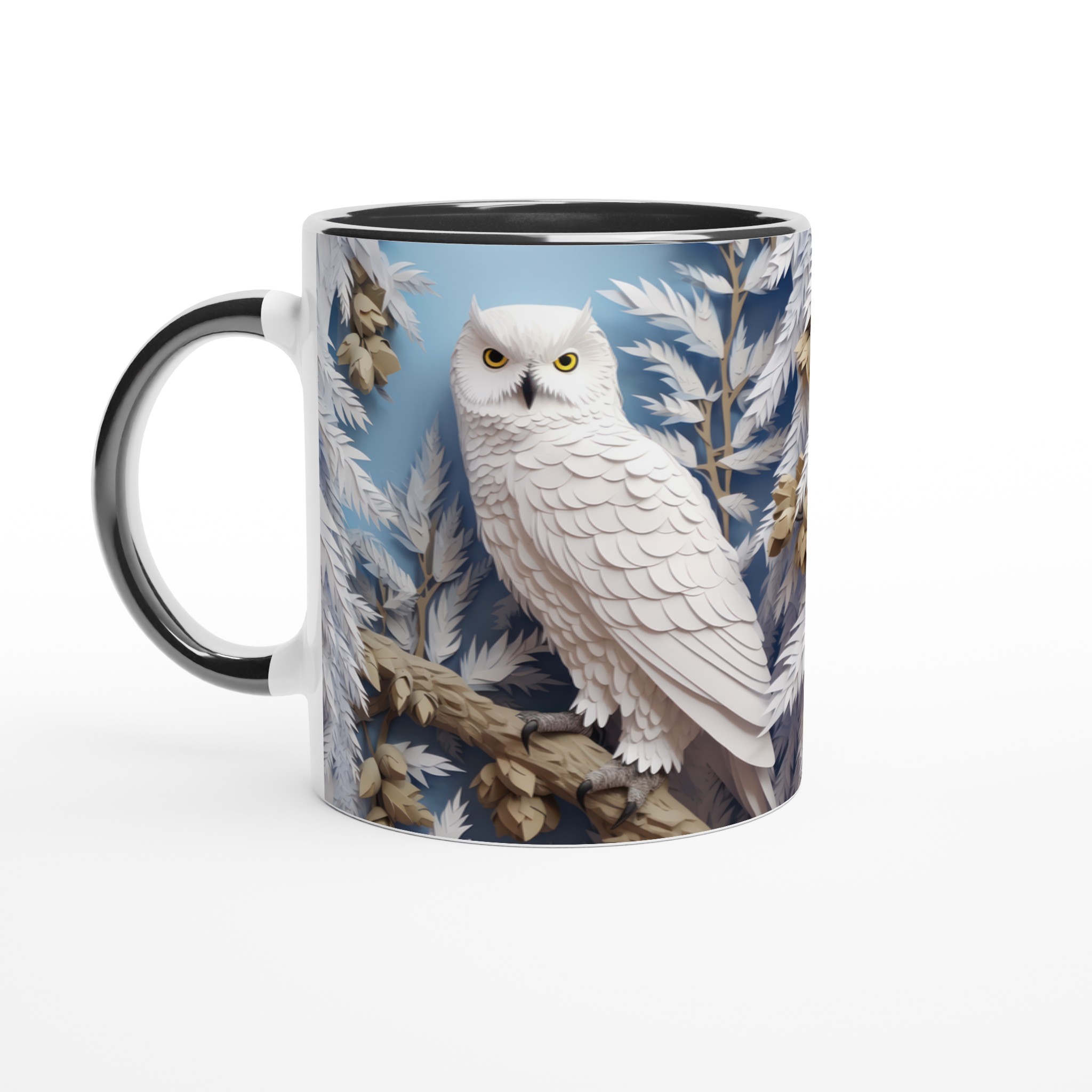 Vit 11oz keramisk mugg med elegant snövitt ugglemotiv – välj bland sju färgstarka keramfärger 4 128781ee-f19f-4044-b71b-fe6a239fa245
