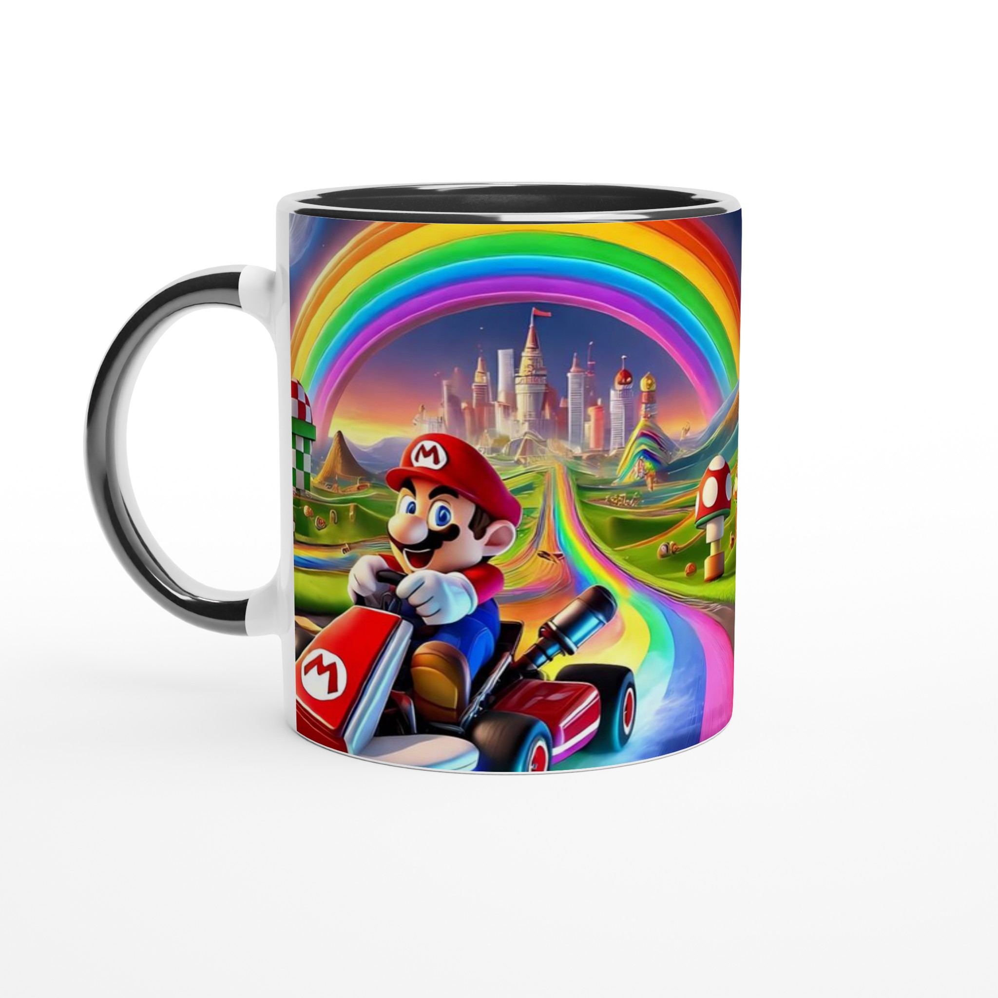 Keramisk 11 oz mugg med livfull Mario Kart-inspirerad regnbågsdesign i flera färgval 4 128e6b4a-712a-408c-ae25-421039c96f3c