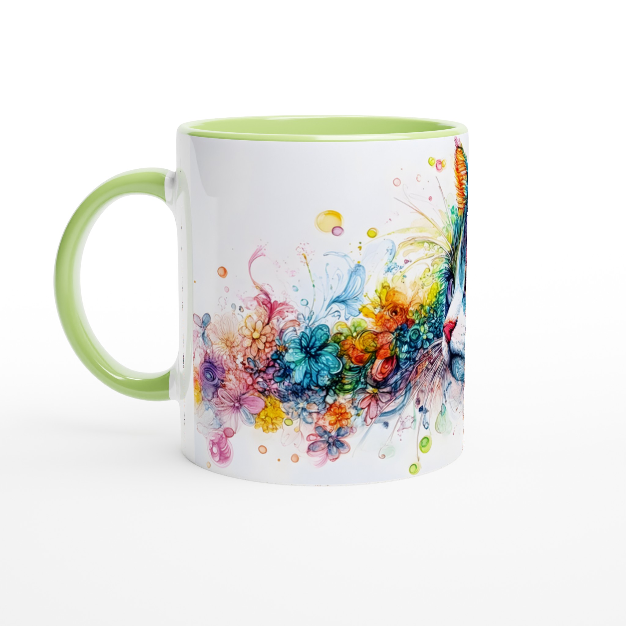 Färgsprakande Katt & Blommor Keramikmugg – Konstnärlig Design i Välj din Färg, 11oz 7 12a5def0-c88a-49ed-a275-4381c8f93406