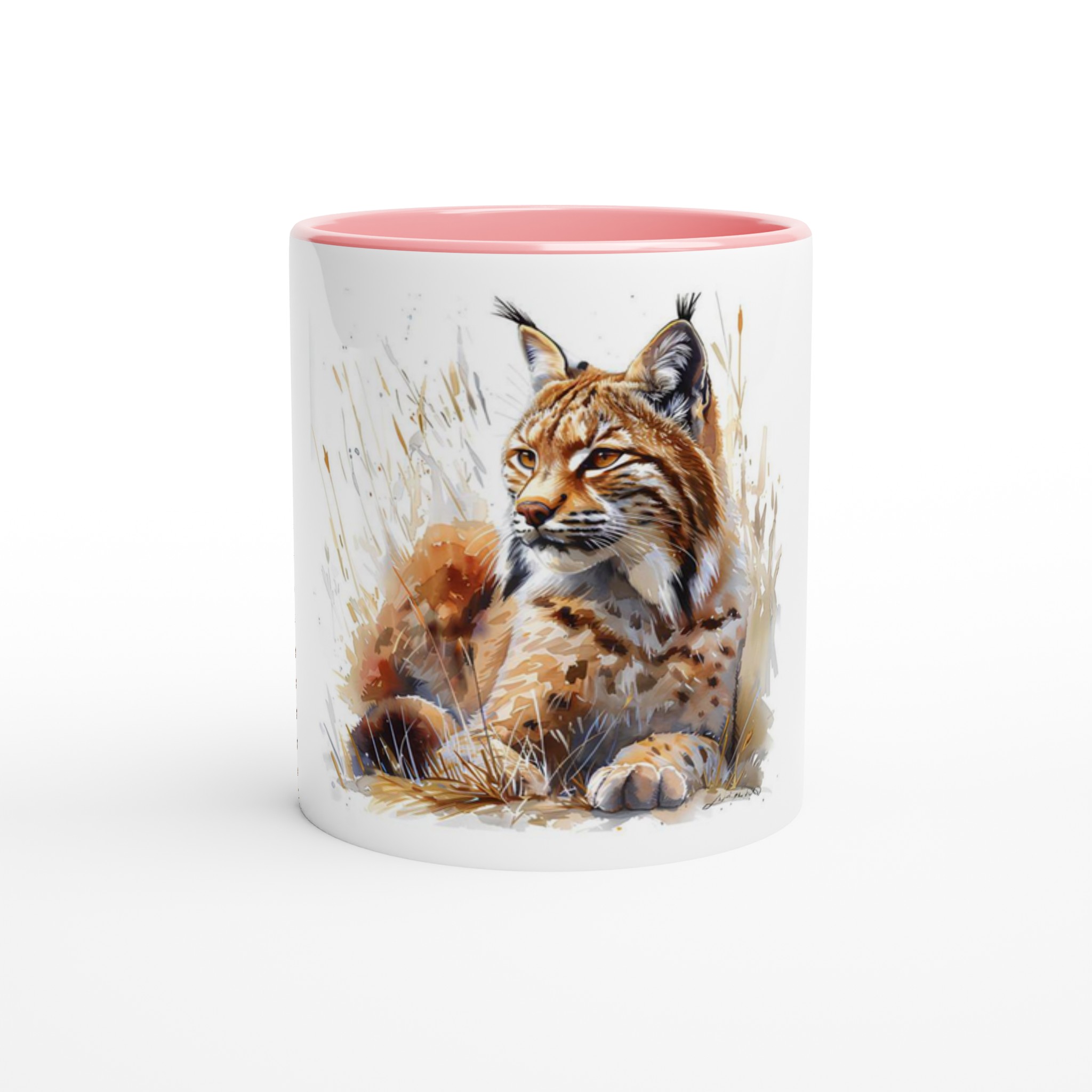 Vacker lodjur akvarell 11oz keramikmugg – personlig inredning i din favoritfärg 3 12bee947-b6c7-4caa-aec6-2f7d4c3976f6