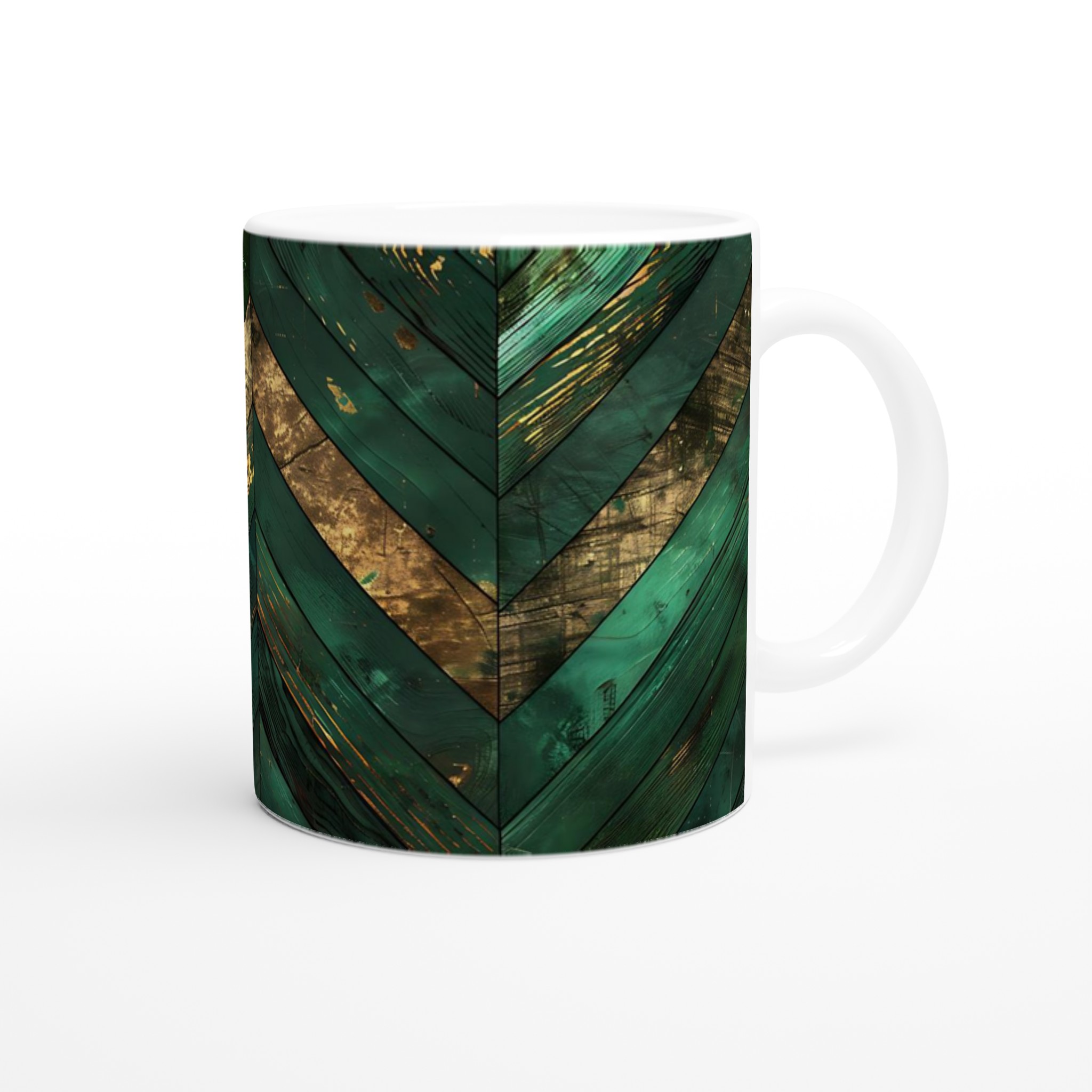 Vit 11oz keramisk mugg med elegant grön och guld design – välj bland sju färgstarka keramisktoner 9 12cacd62-e9d4-4a87-89b8-4418d911854a
