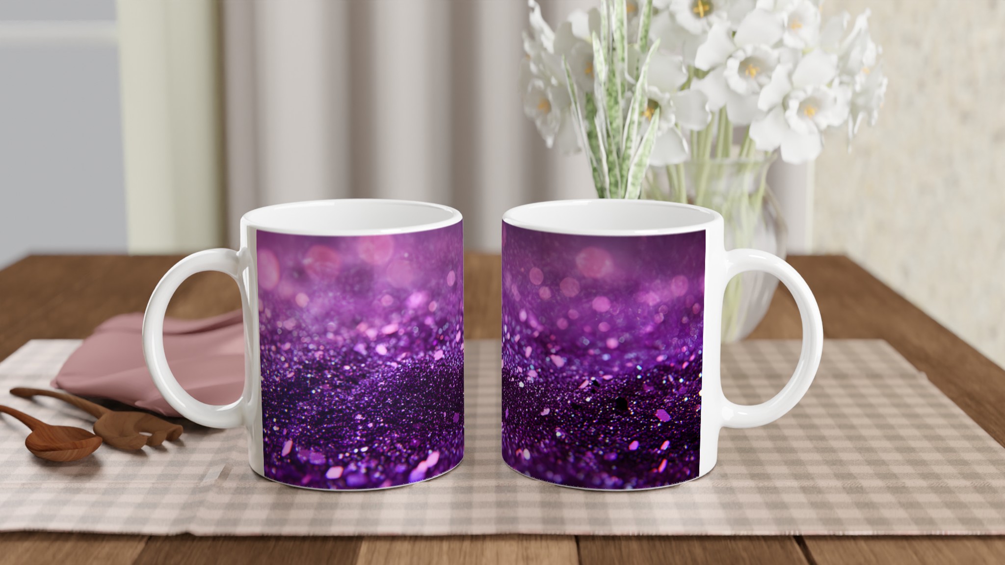 Glittrande Lila Keramisk Mugg – 11 oz Vit Mugg för En Förtrollande Dryckesupplevelse 10 12dca2fd-6535-4274-97e4-c765b96d7139
