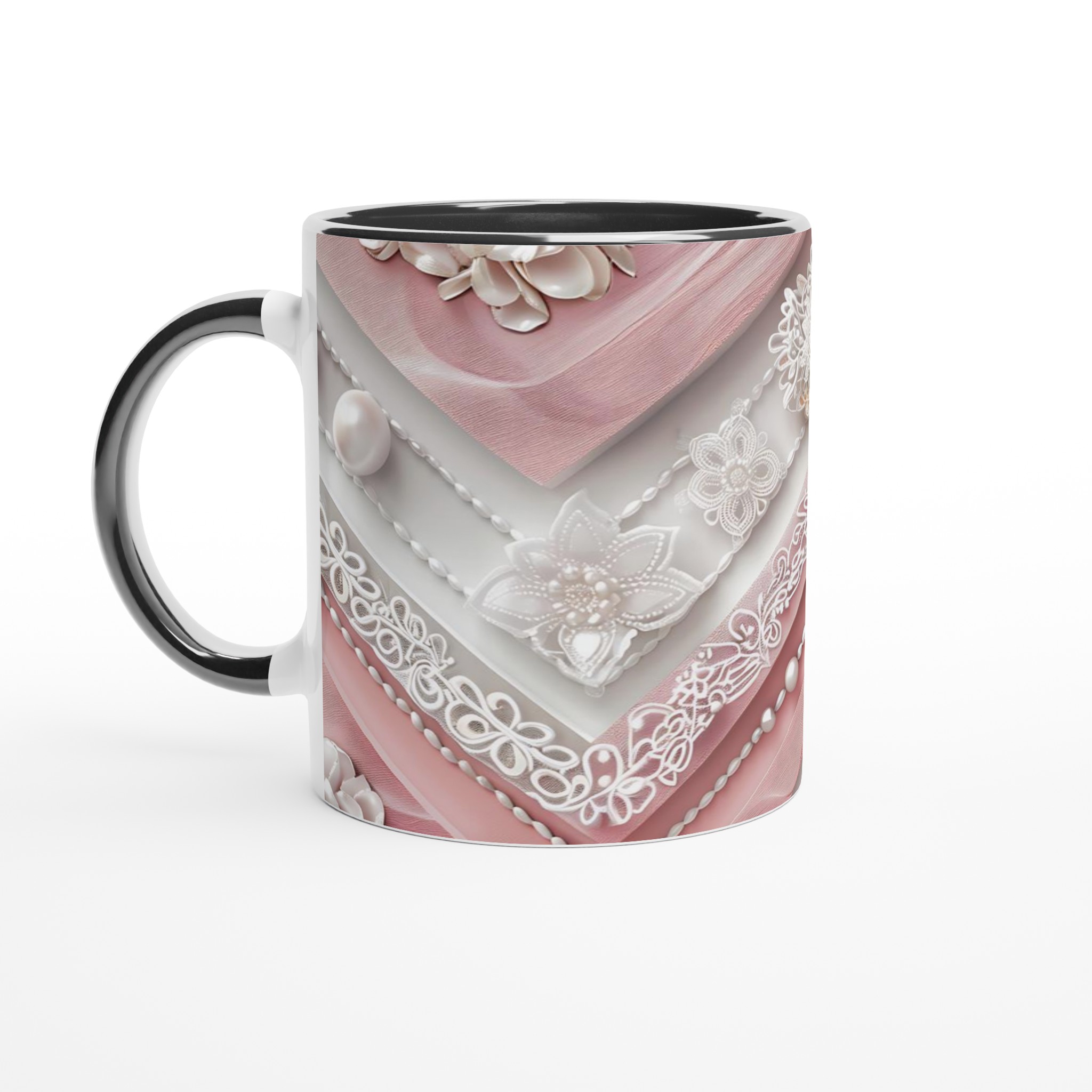Vit 11oz keramisk mugg med elegant rosa och pärlinspirerat mönster – välj din favoritfärg 4 12e0c3ae-bf67-4302-9b27-8c6684135f1f