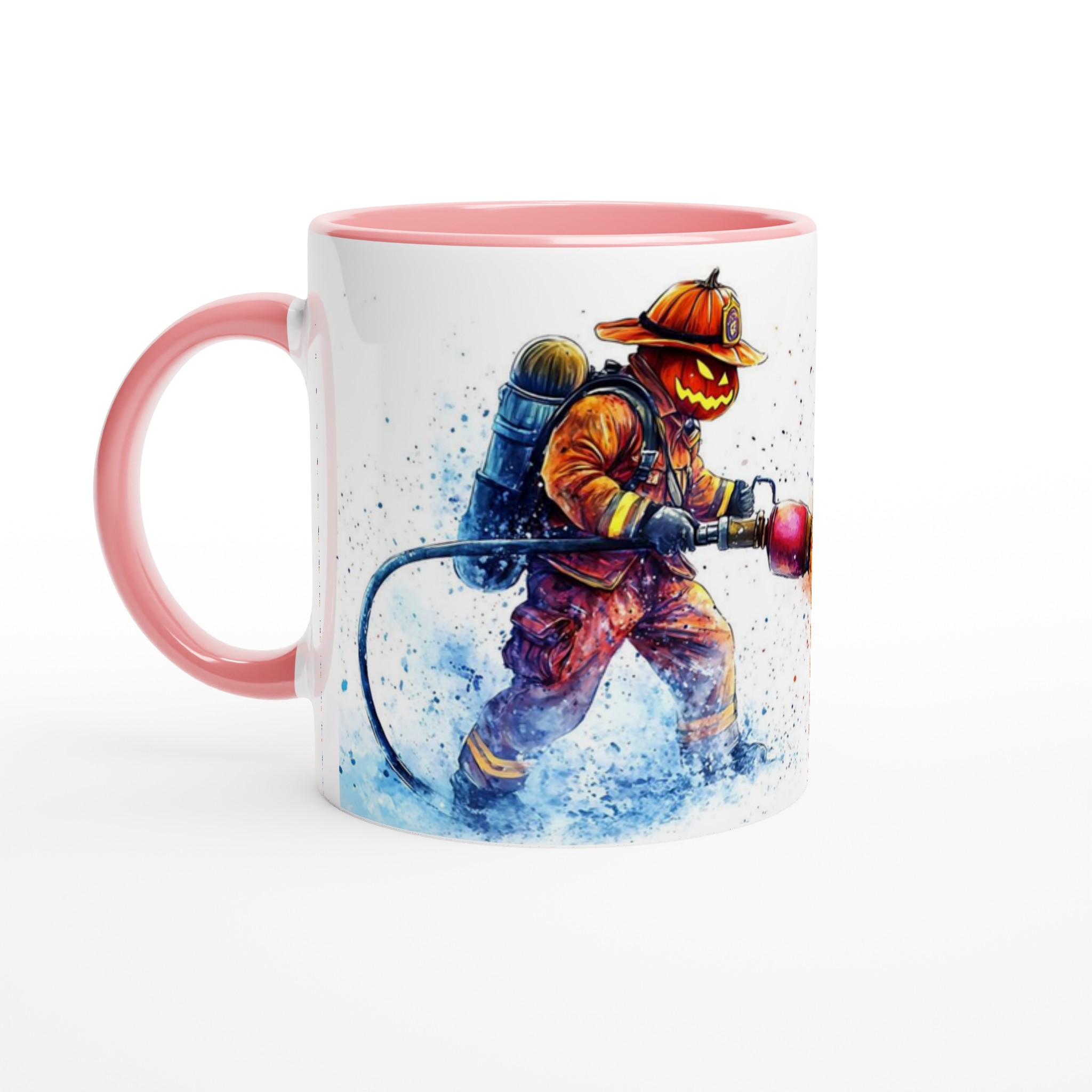 Pumpkin Firefighter Mug: Spooky Hero Watercolor Art in Your Choice of 7 Vibrant Colors 6 13182169-46b6-4d24-863e-33553d0d8831