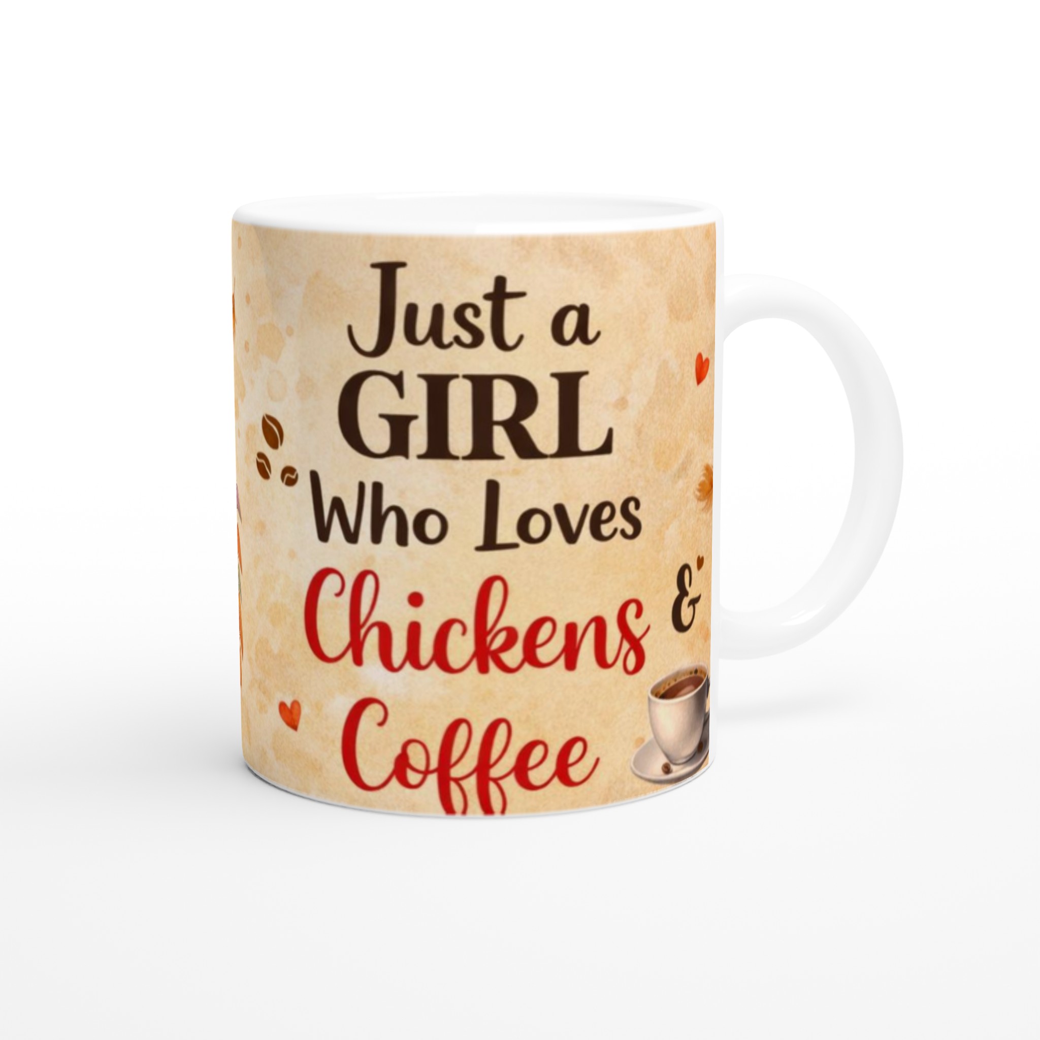 Charmig Vit 11oz Keramisk Mugg för Flickor som Älskar Höns & Kaffe – Välj din Färg! 9 13207754-de44-4efb-b93f-1364ca1dcd31