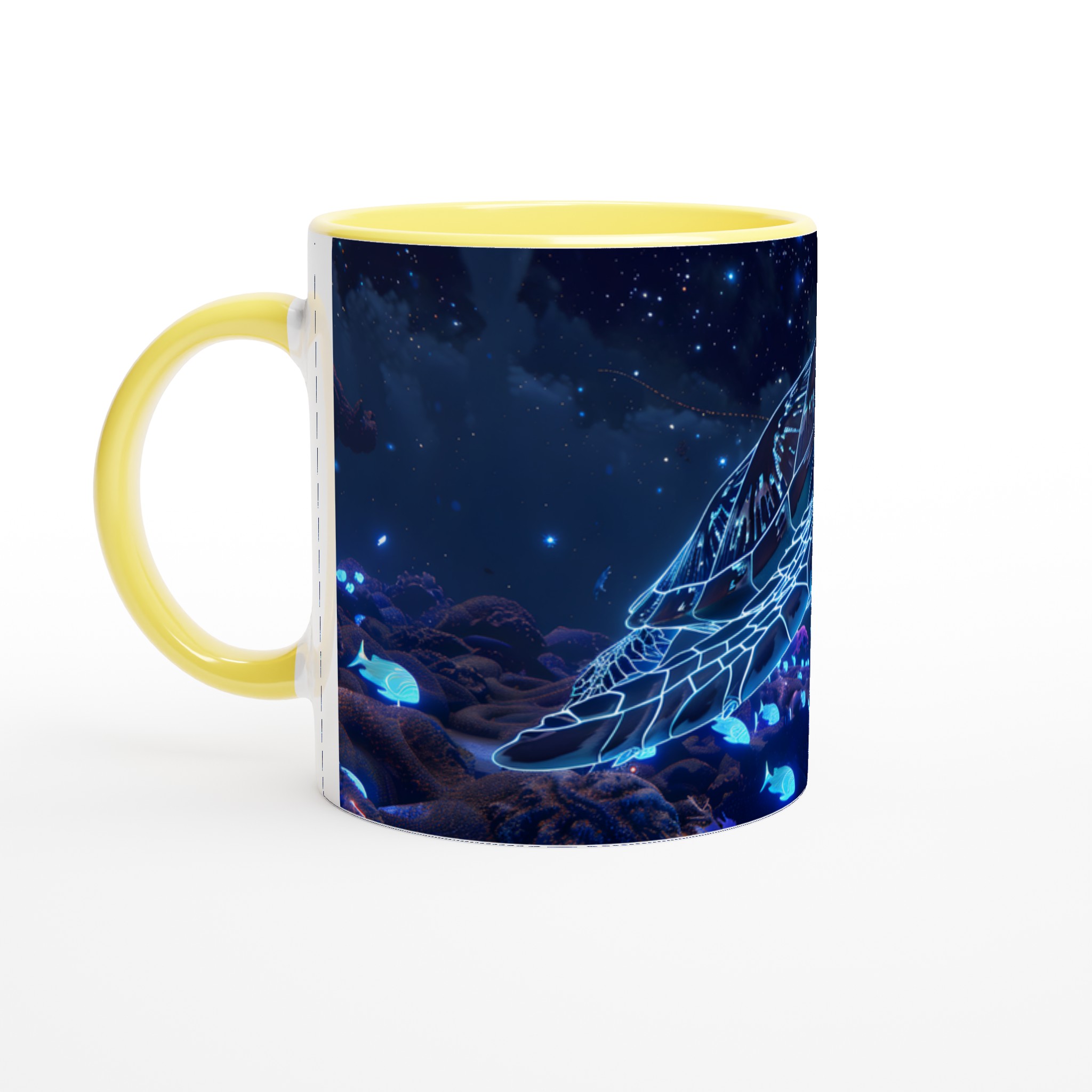 Glödande Neon Havssköldpadda 11oz Keramisk Mugg – Drömsk Akvatisk Design 3 133866fe-a927-4058-9b08-d97a1cba4b44