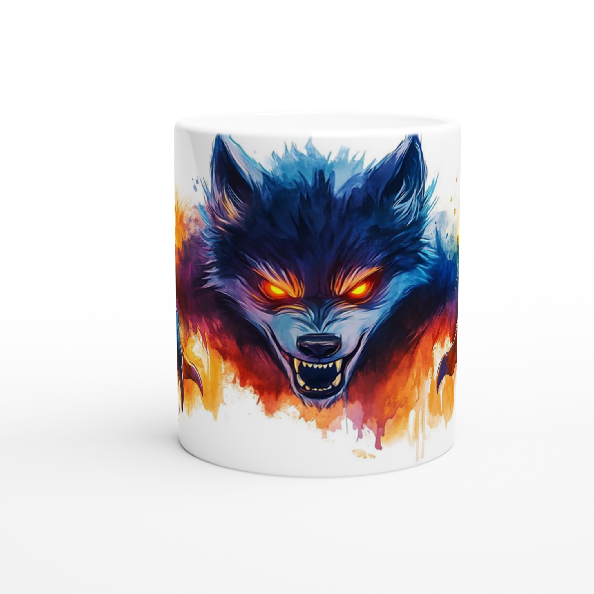 Mörk Varg Akvarell Mugg - Eldiga Ögon & Klor, 11oz Keramikmugg i ditt val av färg 8 1357b439-4e4c-4907-ad91-43d477664763