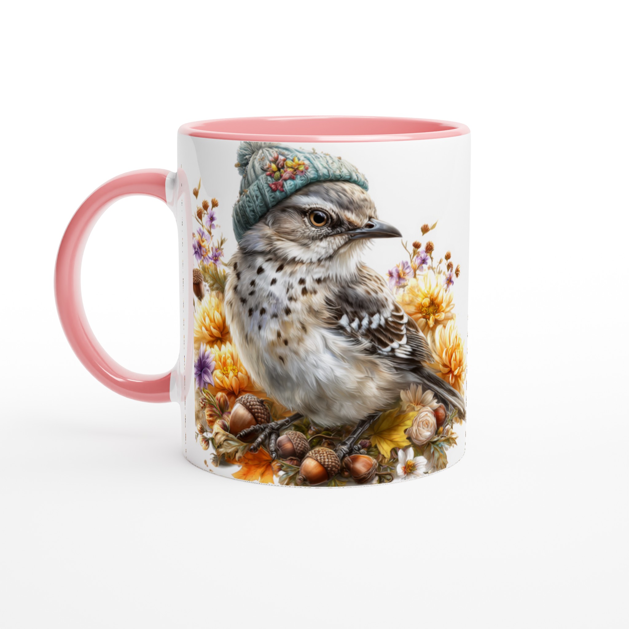 Vit 11oz keramisk mugg med charmigt fågelmotiv i mjuka höstfärger – välj din favoritfärg 6 13660a27-d322-492f-b484-6c516aa39164