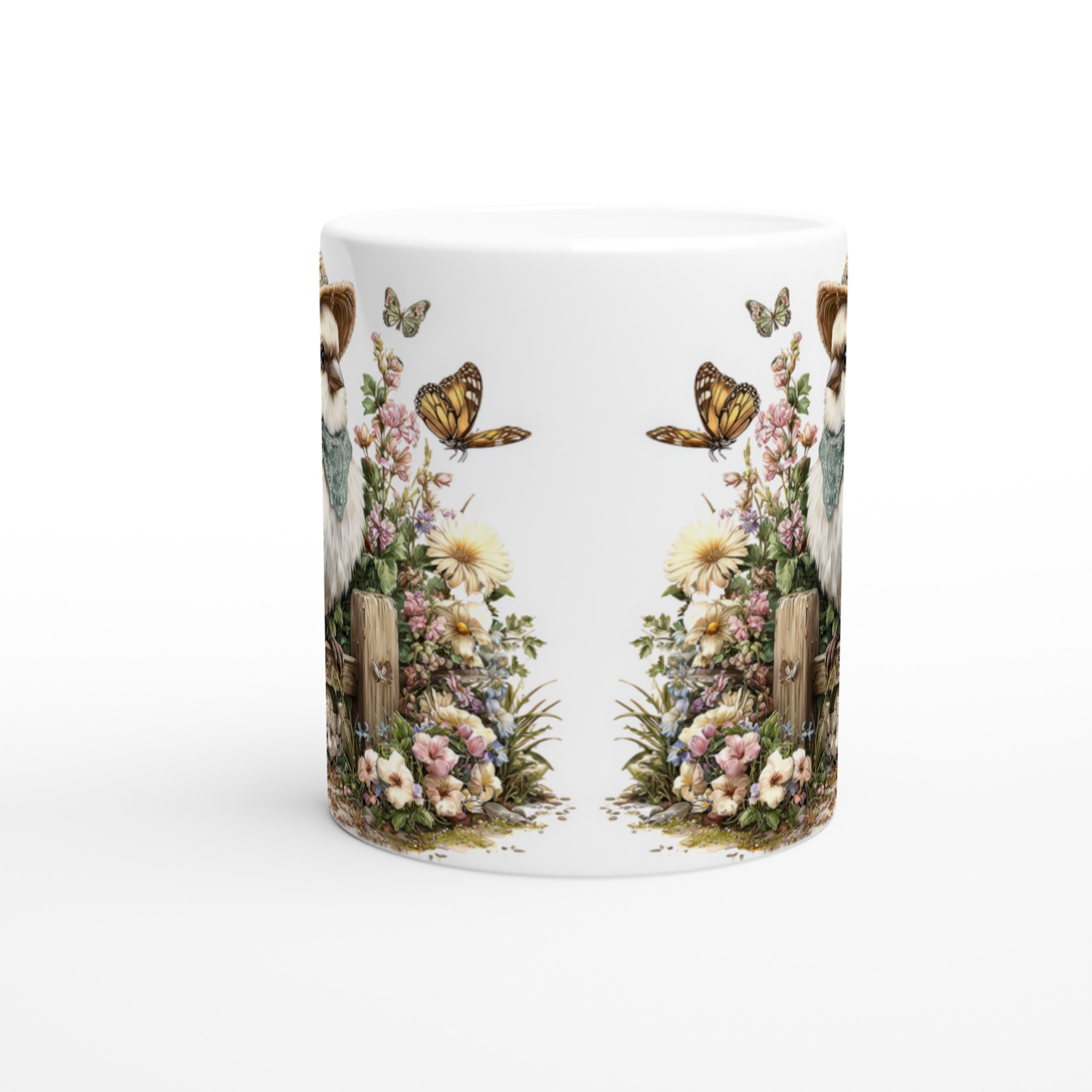 Vit 11oz keramisk mugg med charmig fågelhatt och blomsterdesign – välj din favoritfärg 8 1372e030-09b6-4311-9ae8-9275b185284f