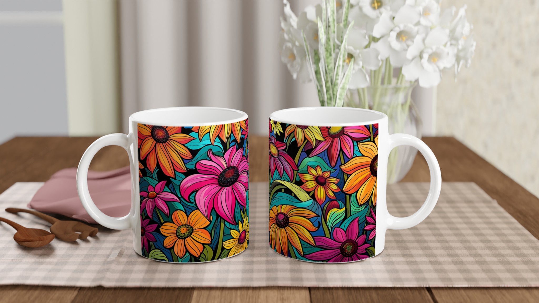 Färgexplosion: Konstnärlig Blommig Keramikmugg – 11 oz i ditt val av 7 livfulla färger! 10 137f1254-590e-443b-9b2f-3c39402c5dec