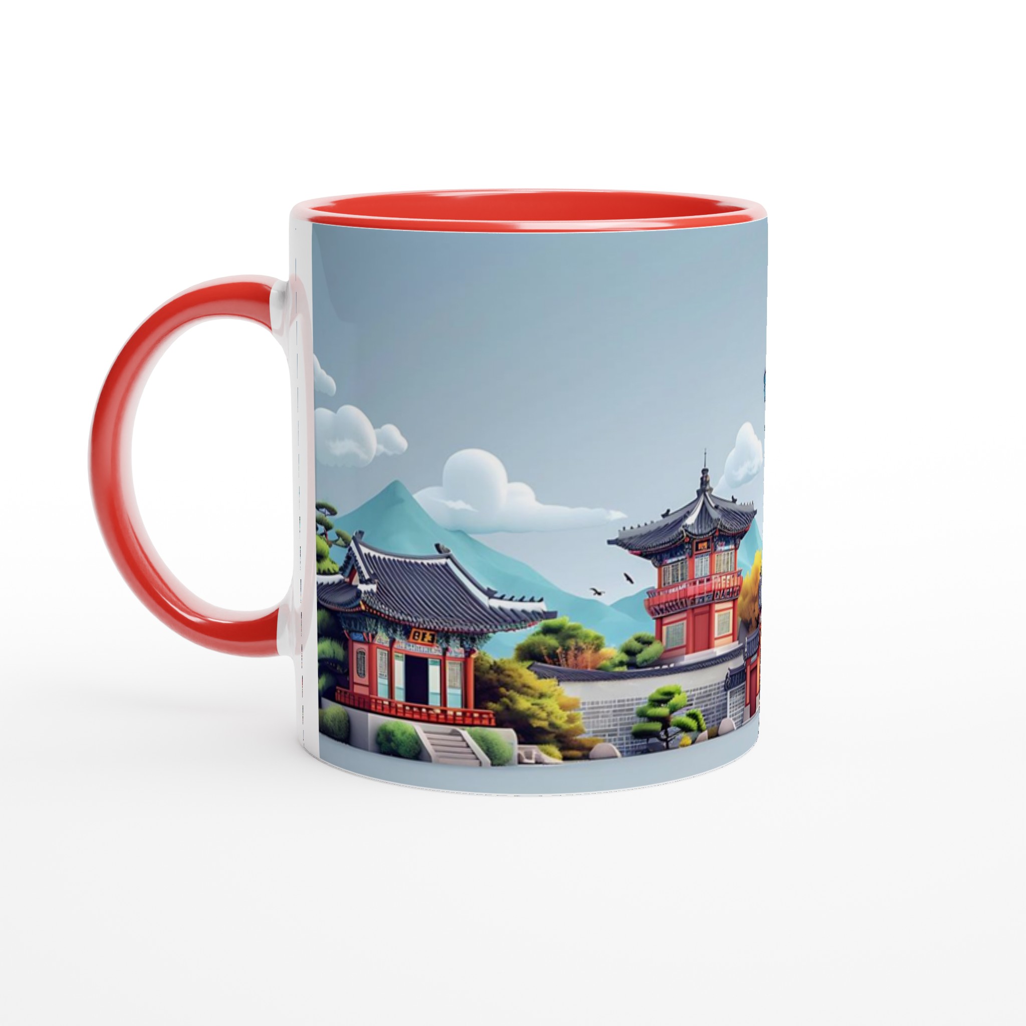 Koreansk Stadssilhuett Mugg - 11oz Keramisk Kaffekopp i ditt val av 7 livfulla färger 5 1390dae9-9edb-48d5-8e79-e49e9eb8f737