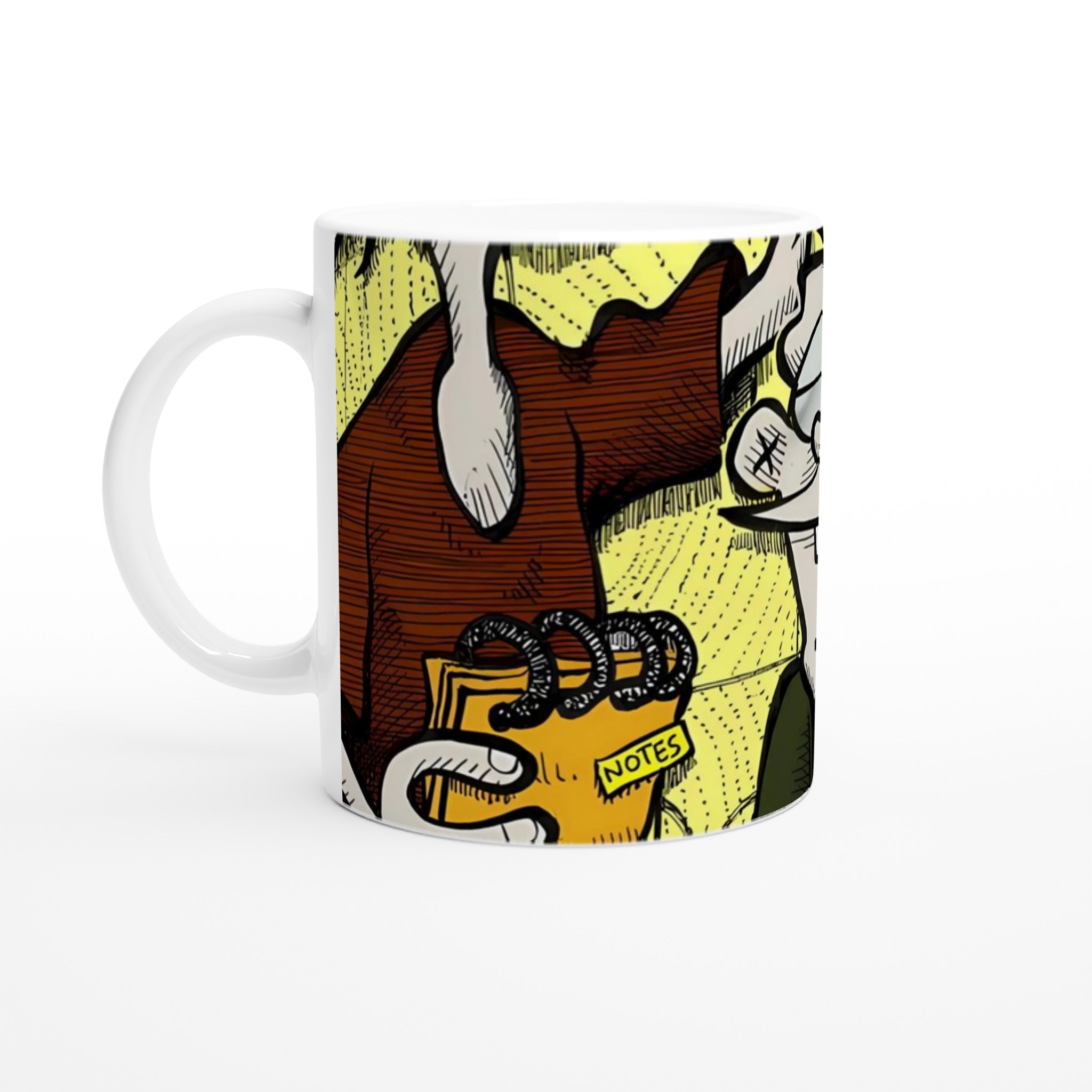 Vit 11oz keramisk mugg med lekfullt tecknat motiv – välj bland flera färgstarka keramiska nyanser 1 13a60dab-498b-4c14-b9b6-75ebc4a83703