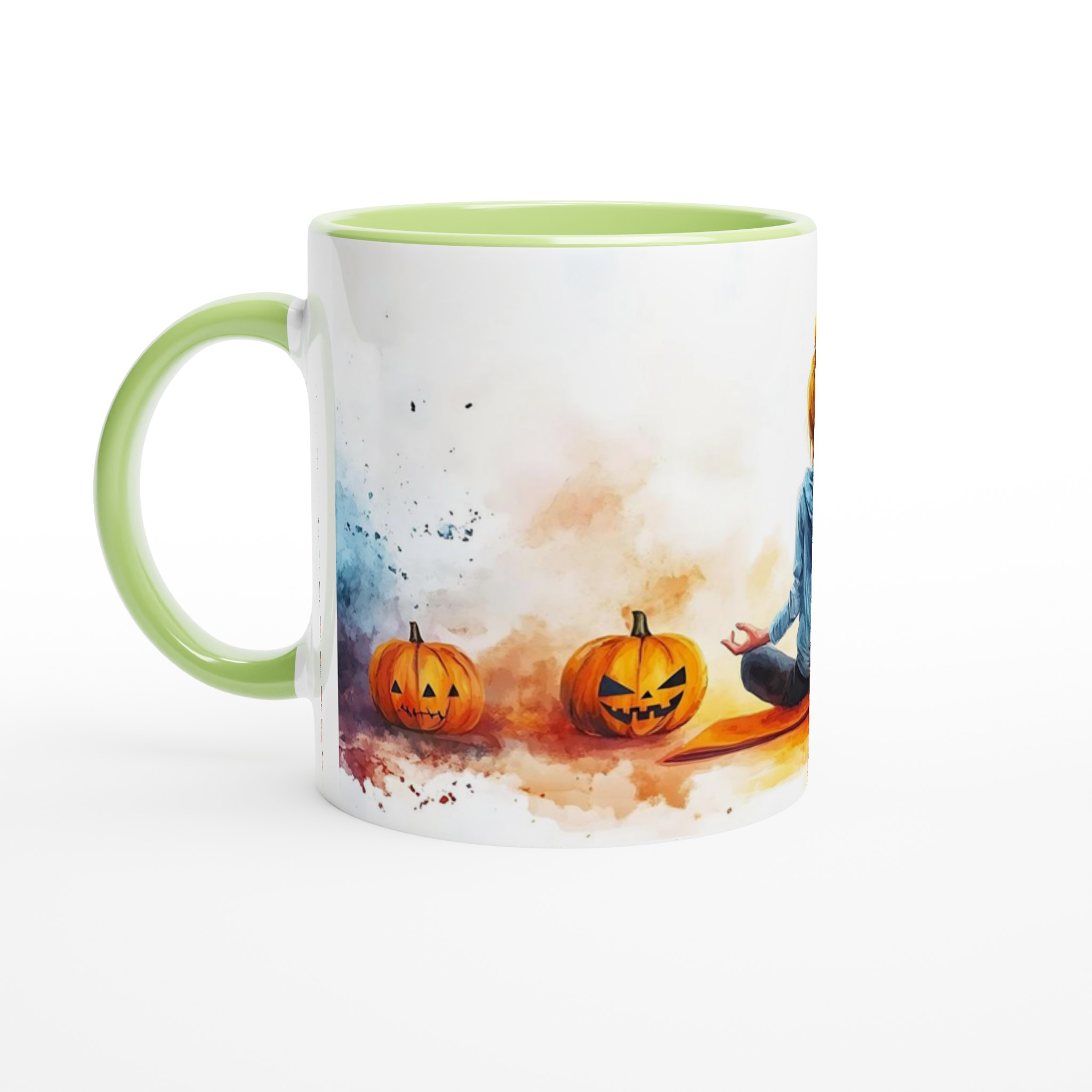 Zen Halloween Mugg - Skrämmande Avslappnad Yogapumpa i Akvarellstil, Välj bland Flera Färger 7 13ee6beb-83eb-4dd6-89f1-e469313f198c
