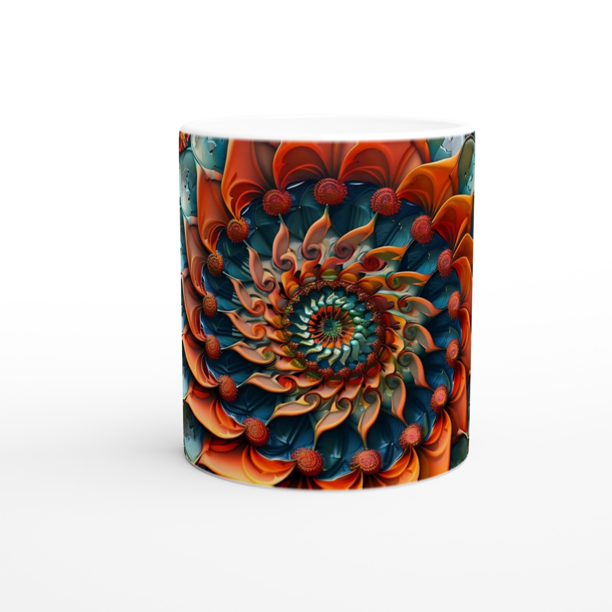 Abstrakt Spiralblomma Mugg – Konstnärlig 11oz Keramikmugg i Valfri Färg 9 13f219d8-44b6-4dc6-af5b-59e4bc8db5af