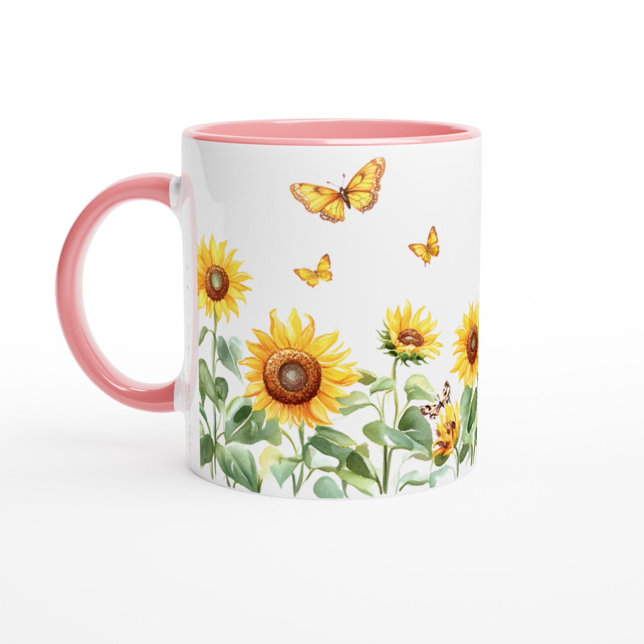 Solros- och fjärilsmugg – Keramisk 11oz kaffemugg i ditt val av 7 färger 6 13ff2087-6d23-4d43-a4e4-e14824716d7b