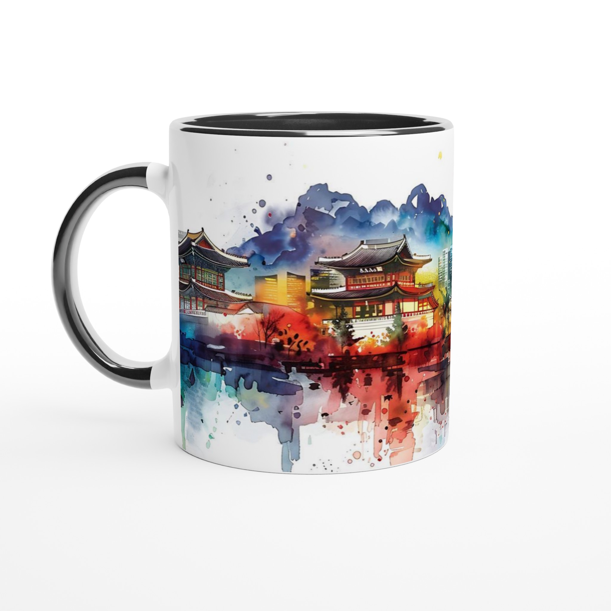 Seoul Skyline Akvarellmugg – Levande Stadsbild i Din Favoritfärg, 11 oz Keramik 4 14103862-d26a-4f44-aa30-1acecd0626db