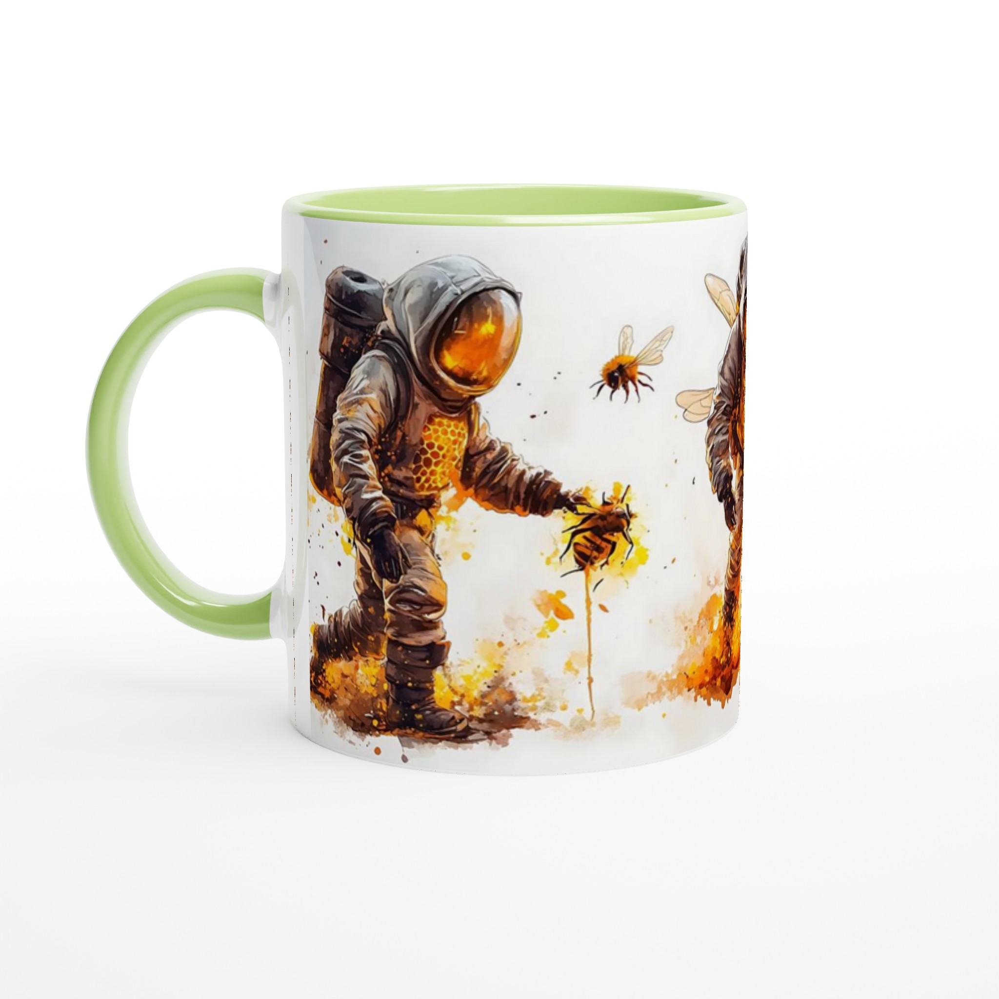 Bee-suit Astronaut Watercolor Mugg – Fånga rymdens sötma i din hand, välj din färg! 7 1412795f-e5be-4f1e-91d8-3c3f1b4c29e6