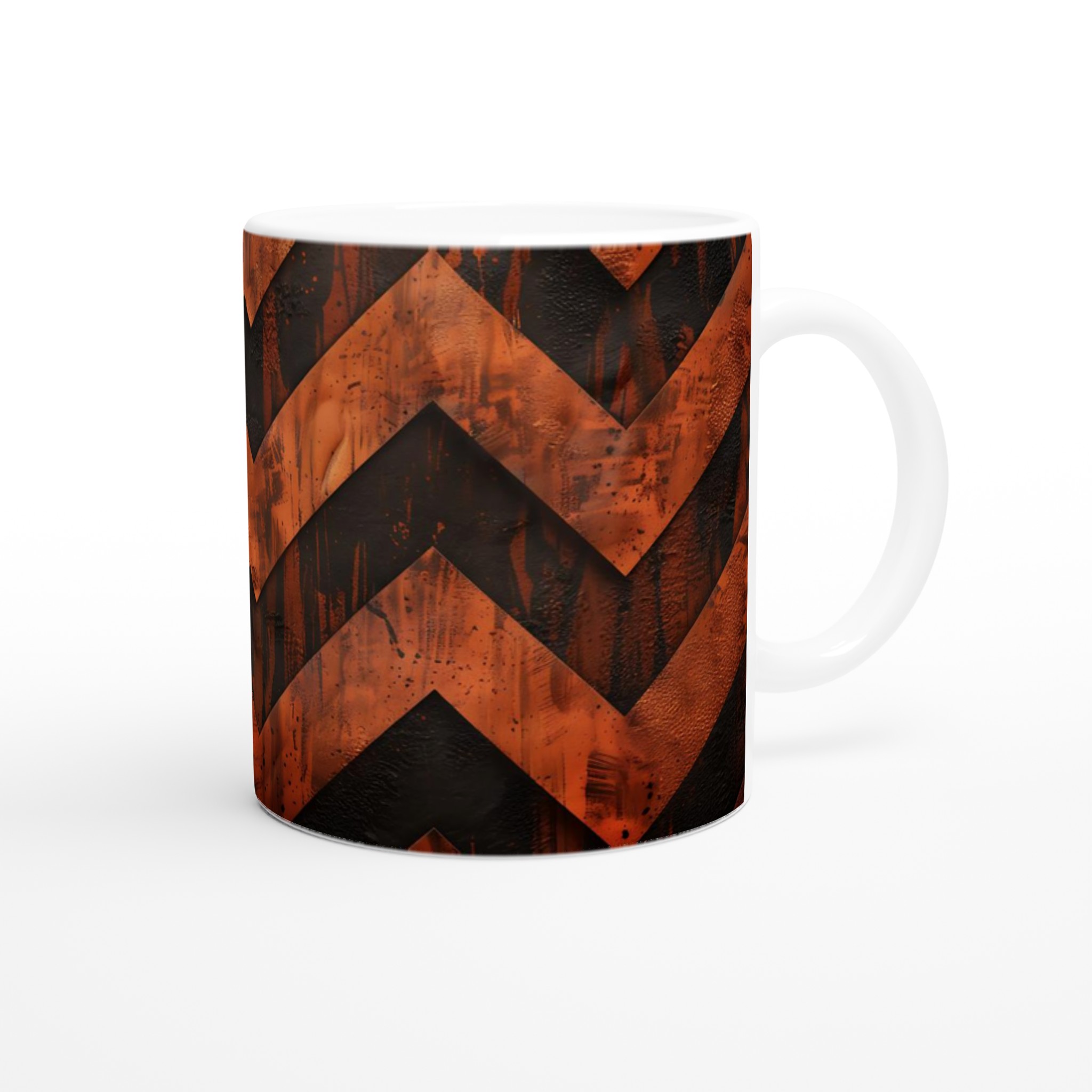 Vit 11oz keramisk mugg med djärv orange och svart zigzag-design – välj bland sju färgstarka keramiska nyanser 9 144db613-5744-4b5e-9941-0c16ff3b5f9d