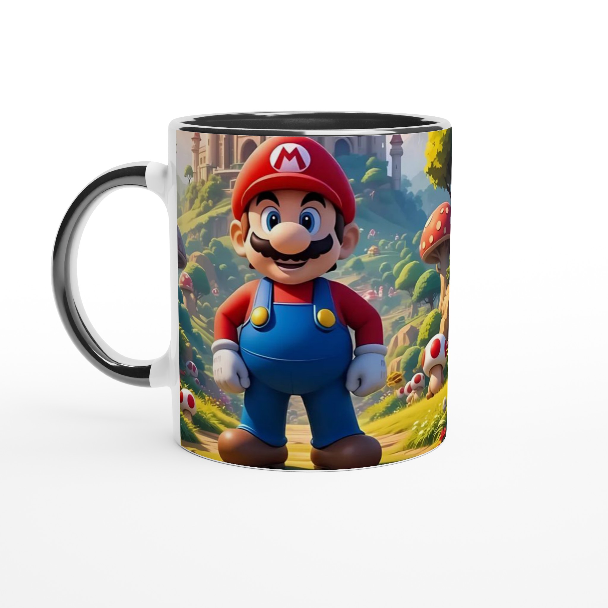 Vit 11oz keramisk mugg med färgstarkt Mario-tema – välj bland sju livfulla keramiska färger 4 14553fdc-2079-41fd-bbfd-e878f326a26f