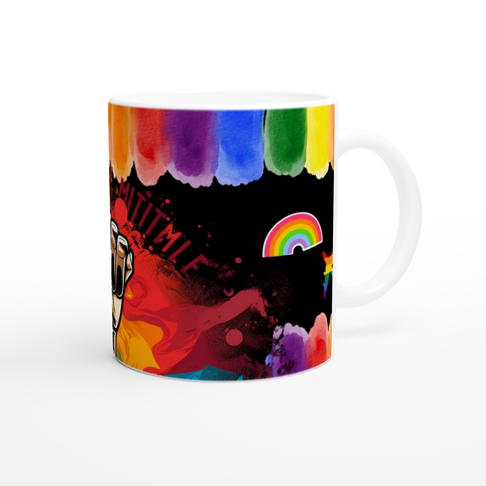 Vit 11oz keramisk mugg med färgstarkt kraftfullt motiv och regnbågsinspiration 9 145b43b5-c0ad-4c84-a651-4b44ce564443