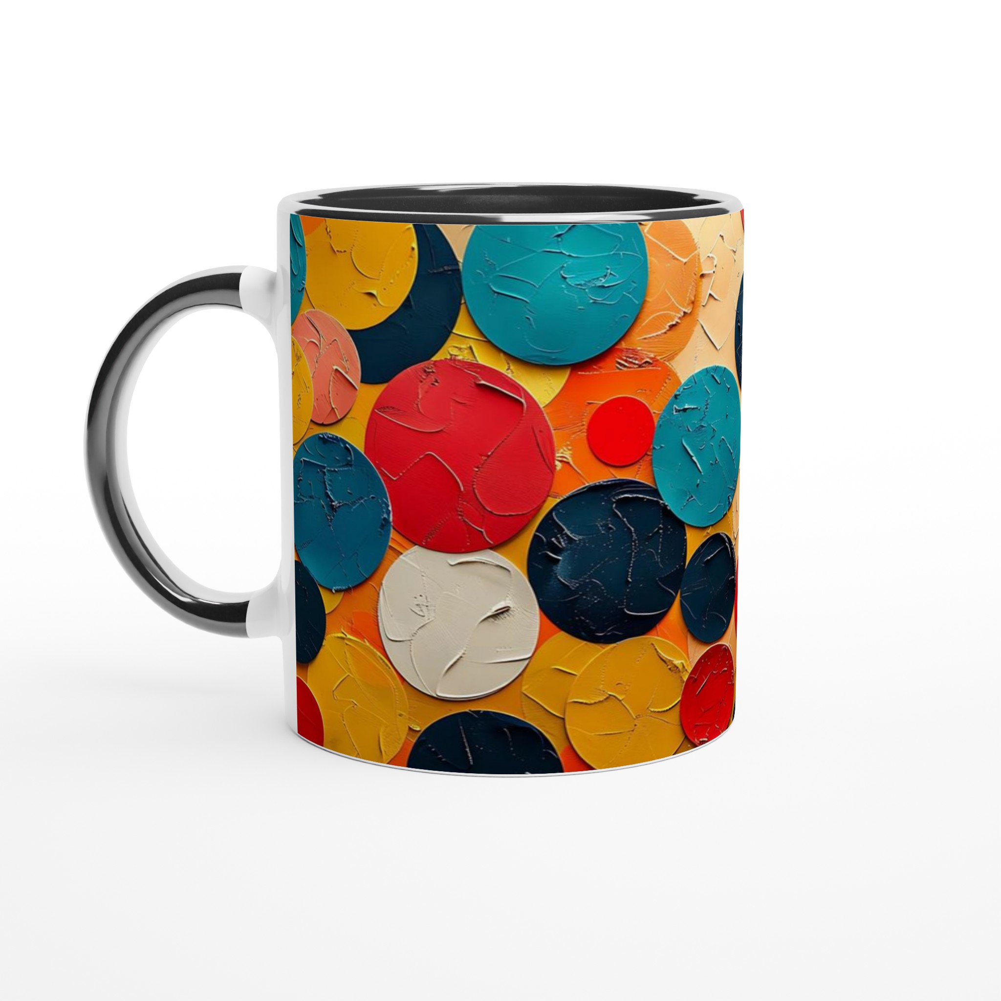 Abstrakt Pop Art Keramikmugg - 11oz, Levande Cirklar 4 147fb2b9-0eab-46e7-ab33-b50c2909ac27
