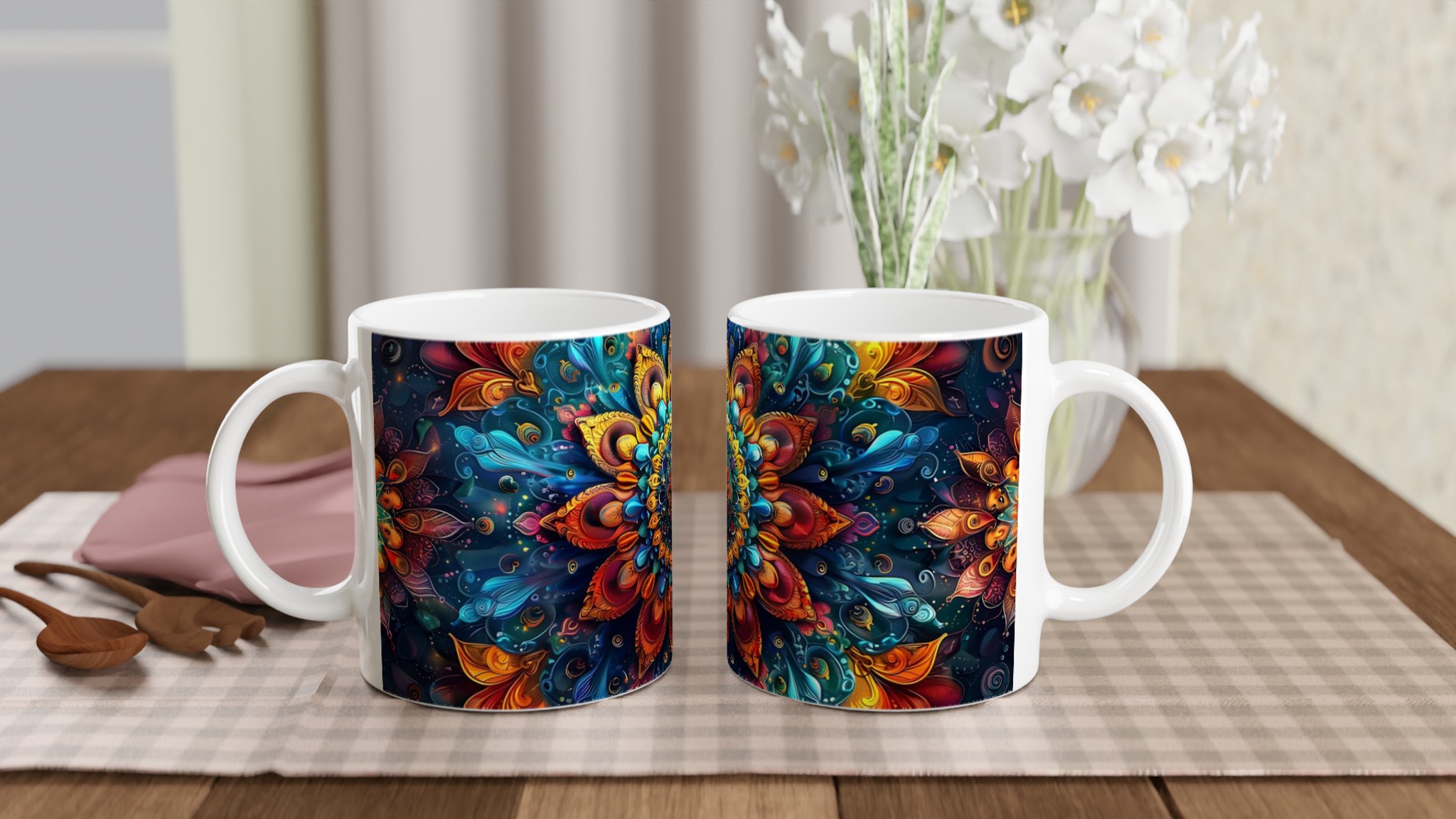 Kosmisk Mandala Keramisk Mugg – Konstnärlig Kaffekopp med Levande Mönster, Välj Din Färg! 10 1490bfb2-0102-46a2-8b4f-1b226bce4621