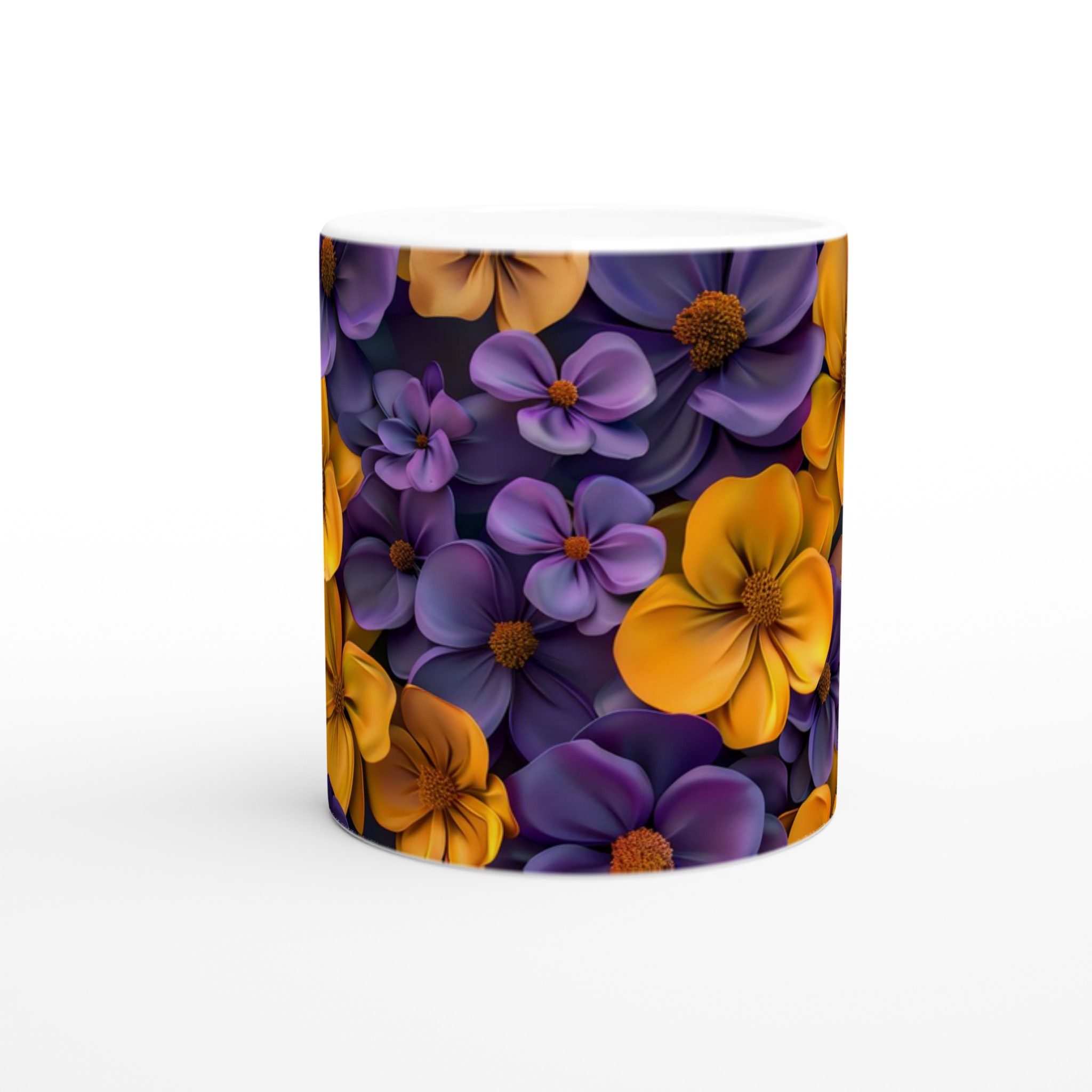 Ceramic Mug 11oz - Yellow & Purple Floral Blossom Design – Choose Your Ceramic Hue 8 14be9d11-84ae-48c7-bcbf-40b5321d5eb6