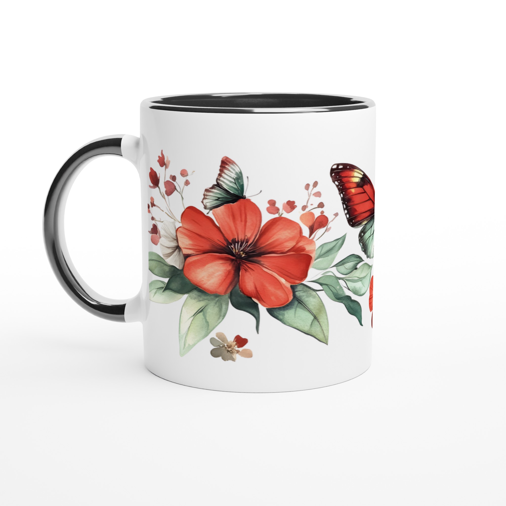 Fjärilsdröm Keramikmugg - Livfulla Akvarellblommor & Fjärilar i Valfri Färg 4 150a2ebf-22eb-4e13-ab47-0fd4e6a0a0fc