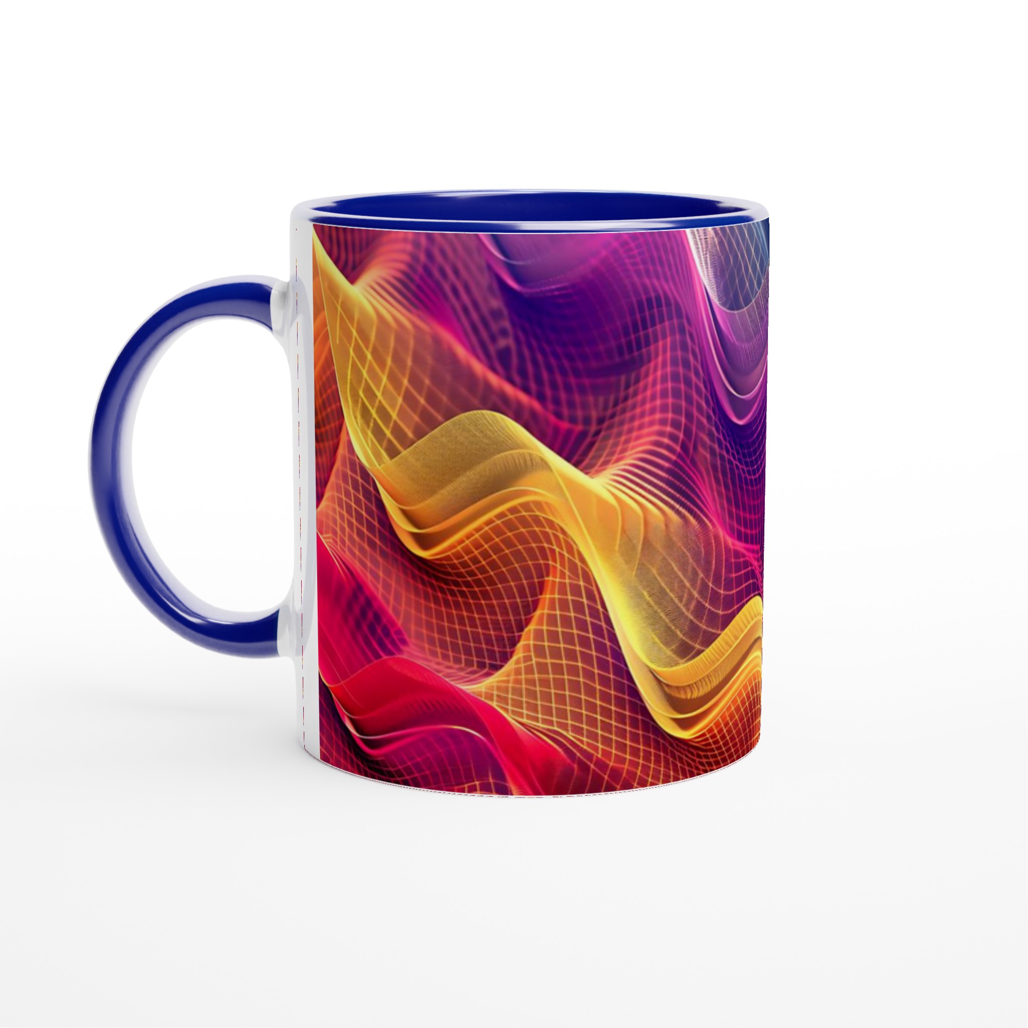 Vit 11oz keramisk mugg med livfull abstrakt design i flera färger 2 150ed81b-3c4d-4d1f-892f-5ace224ca9d5