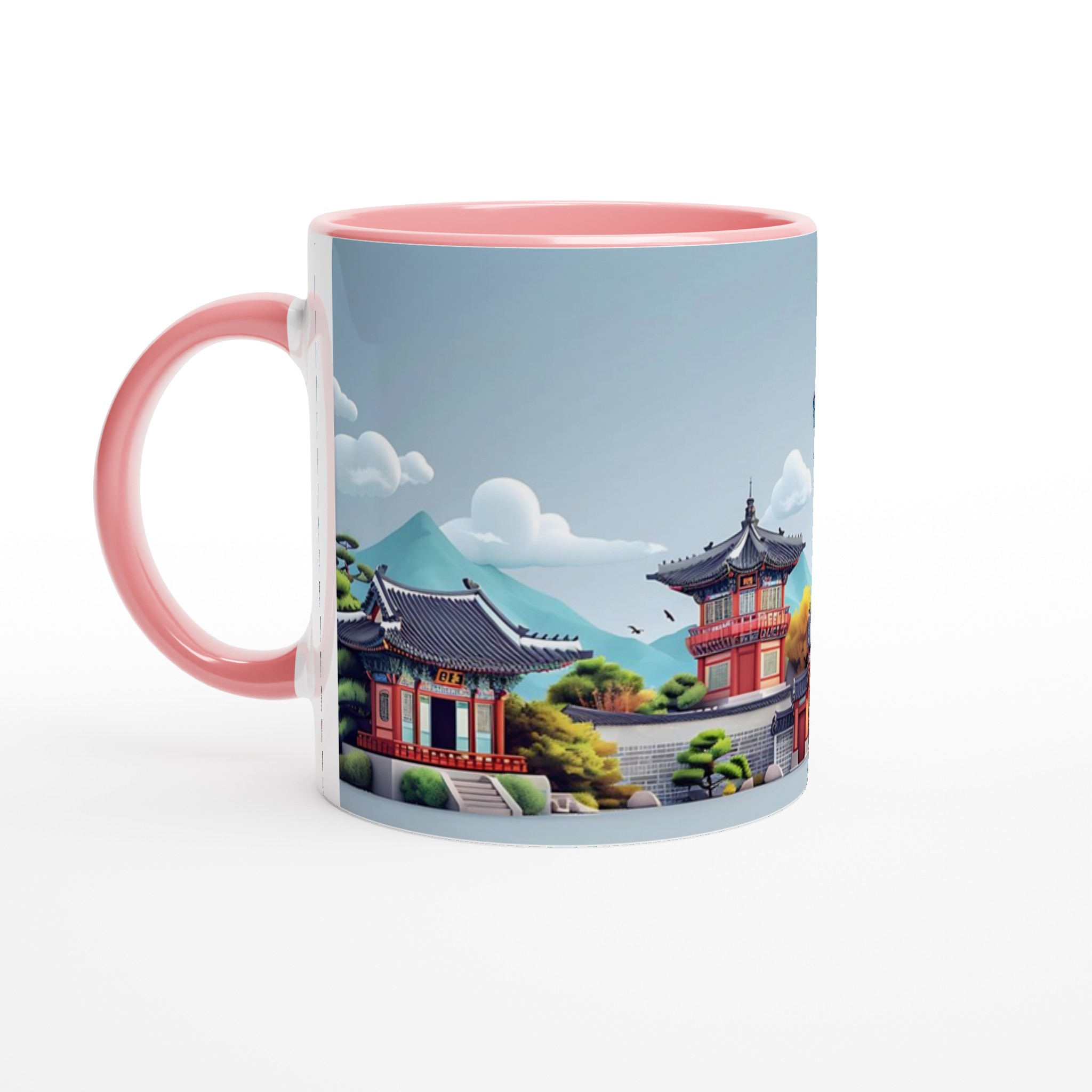 Koreansk Stadssilhuett Mugg - 11oz Keramisk Kaffekopp i ditt val av 7 livfulla färger 6 151148c9-720c-48a2-baa1-f7c178dc60ab