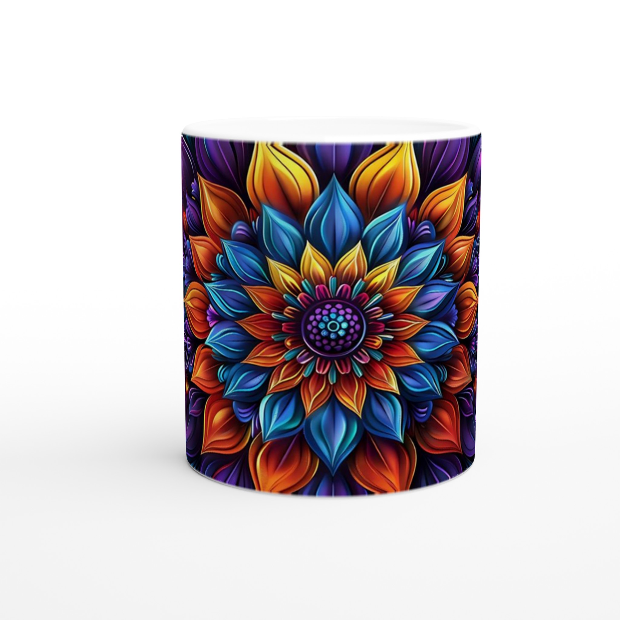 Abstrakt Mandala Konst Mugg – Livfulla Lila och Orange Nyanser – 11oz Keramikmugg 9 151fb960-b670-4abd-aaf4-276d4ab10649